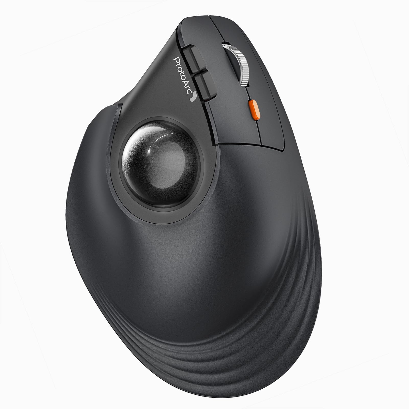 Ratón Trackball Inalámbrico Vertical, EM05 NL Ratón Rollerball Ergonómico Bluetooth Recargable Ratón Pulgar, Conexión 3 Dispositivos, Compatible con iPad, Mac, PC Windows - Negro