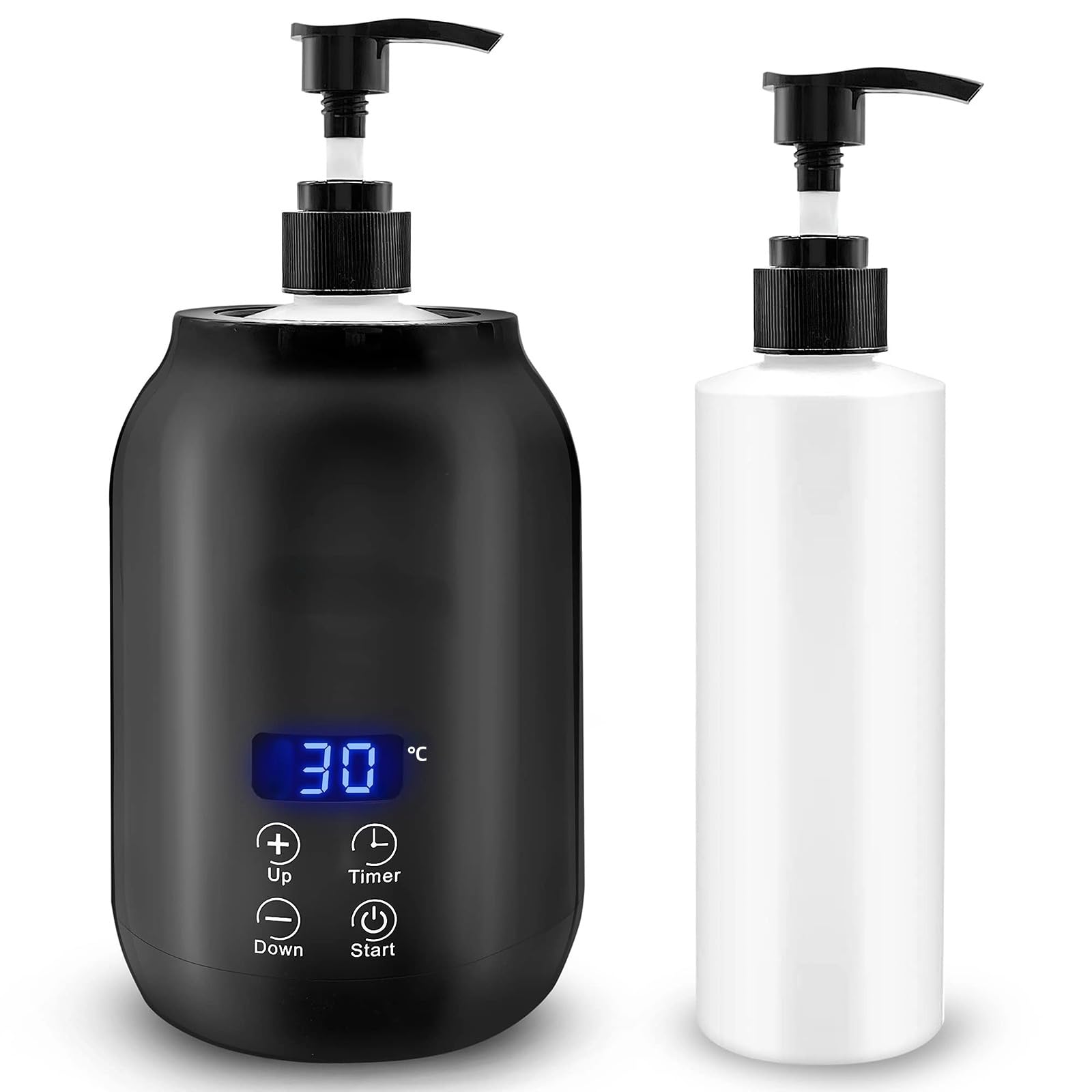 Calentador de Aceite de Masaje, Calentador de Aceite de una Sola Botella con Pantalla LED, Dispensadores de Calentador de Botella de Loción Portátil Ajustable en (Enchufe UE