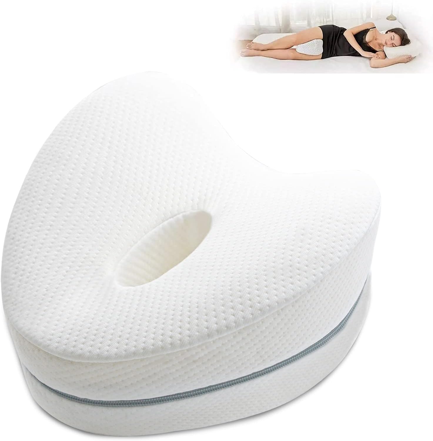 Almohada Ortopédica para Pierna y Rodilla,Espuma con Memoria Alivia el Dolor de Espalda Cadera y Articulaciones Soporte para el Tobillo y la Rodilla – Almohadilla para Dormir de Lado (A)