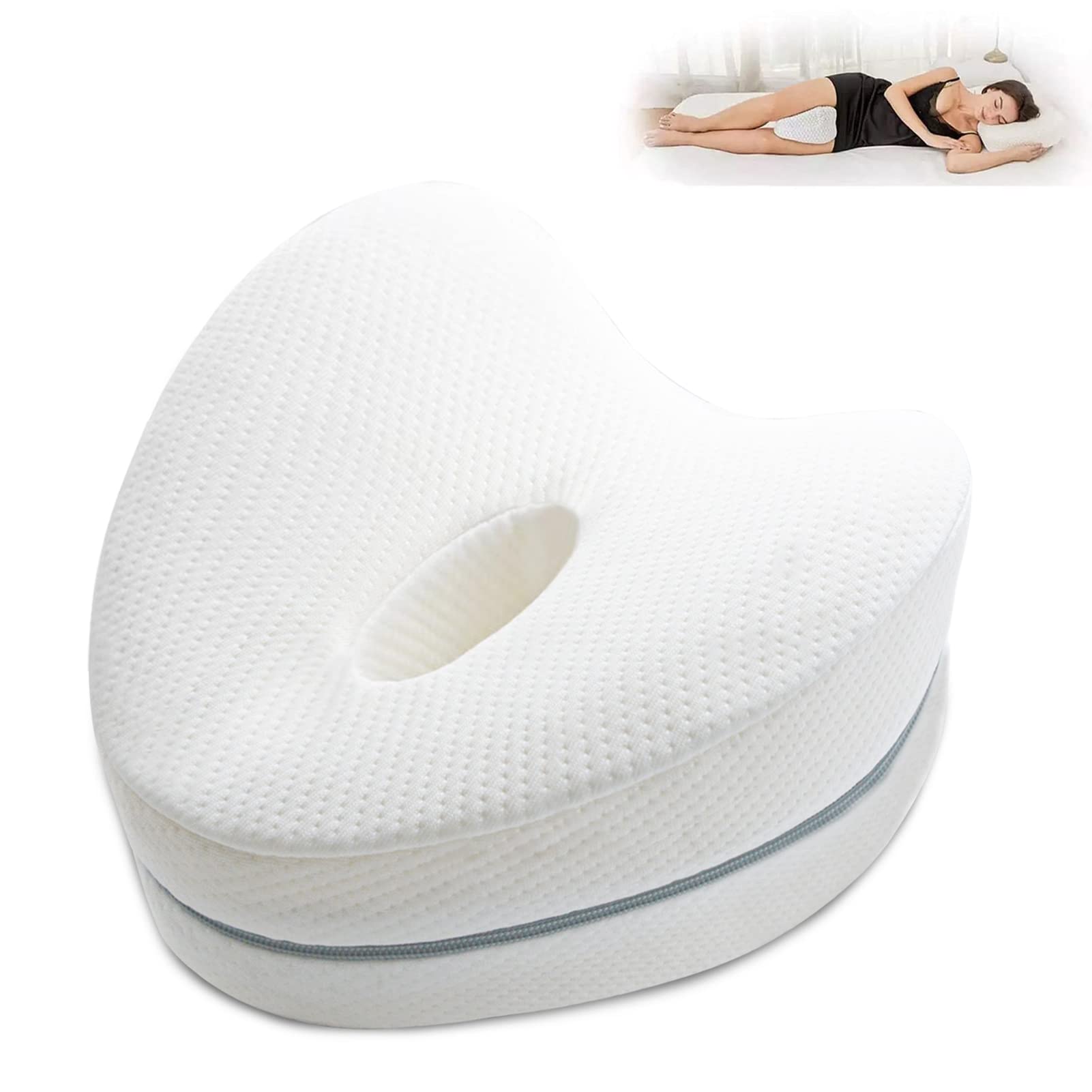 LAPONO Almohada Ortopédica para Pierna y Rodilla,Espuma con Memoria Alivia el Dolor de Espalda Cadera y Articulaciones Soporte para el Tobillo y la Rodilla – Almohadilla para Dormir de Lado (A)