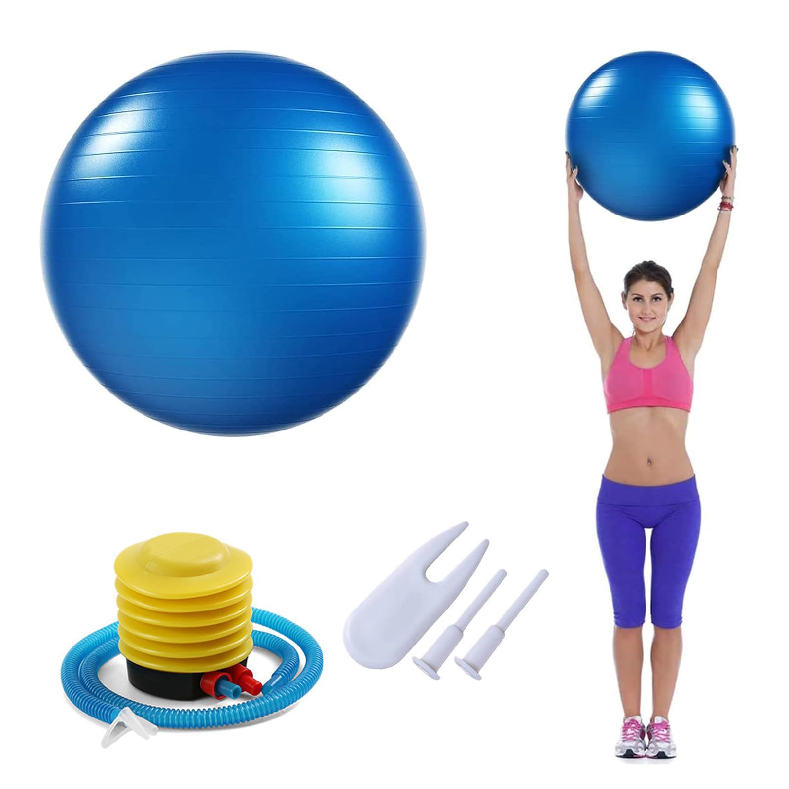 Pelota de gimnasia de 55 cm, pelotas de gimnasia, pelota de yoga, pelota de fitness con bomba de pie inflable, pelota de fitness, pelota de entrenamiento, pelota de fitness, pilates, para fitness,
