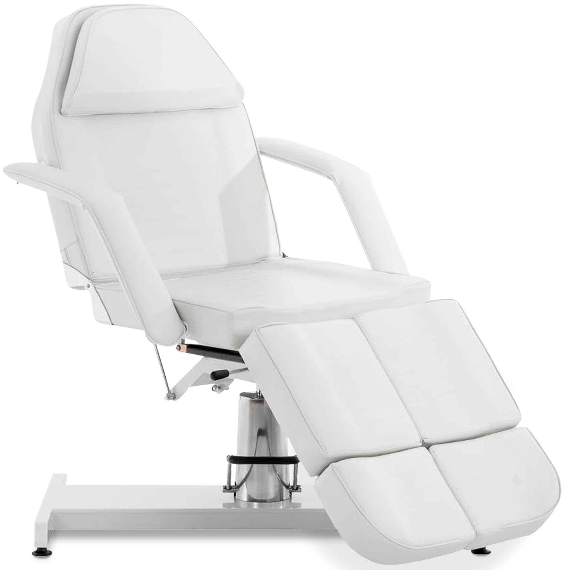 CLP Camilla Estética Hidráulica Split V2 en Cuero PU I Camilla de Masaje Profesional I Silla Dentista Regulable & con Reposabrazos Extraíbles I, Color:Blanco