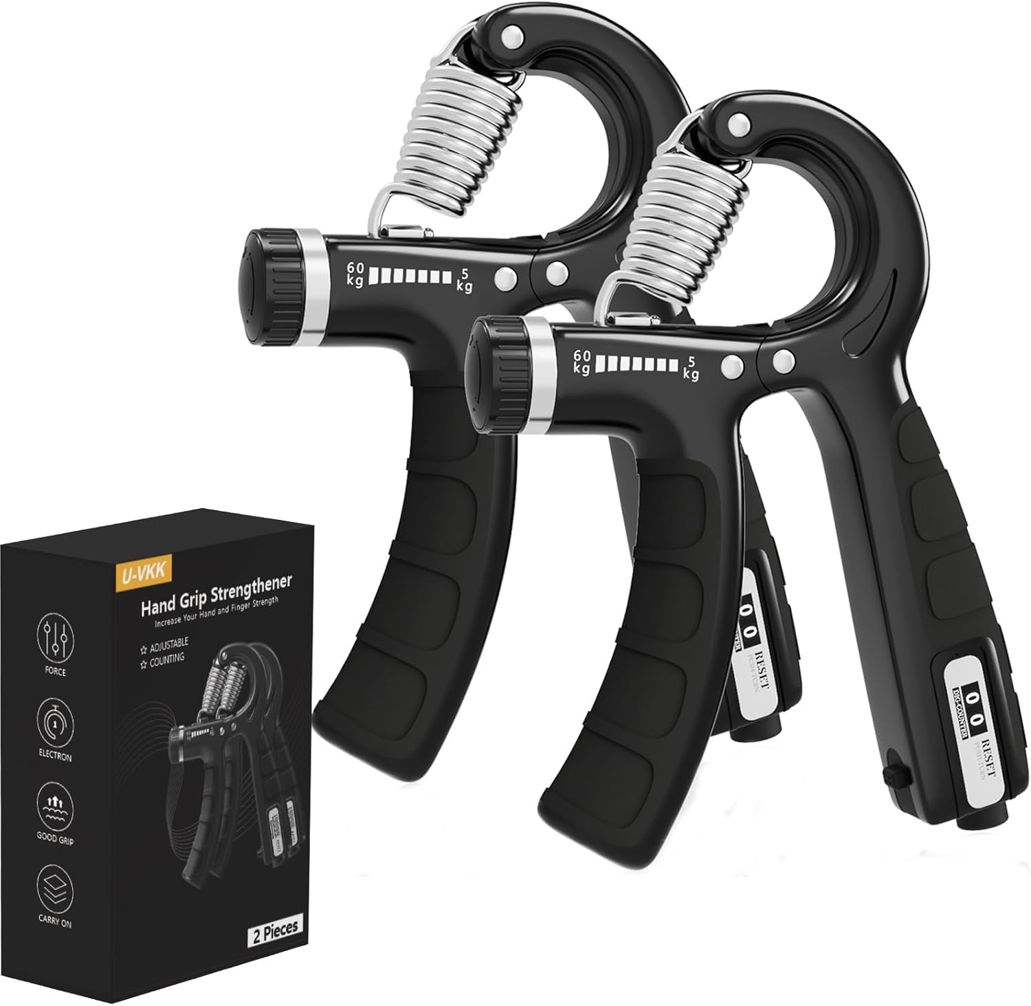 Hand Grip, U-VKK Antebrazos Fortalecer, Fortalecedor de Agarre con Resistencia Ajustable 5-60kg, Fortalecedores de Mano para Entrenar El Agarre, Dedos, La MuñEca