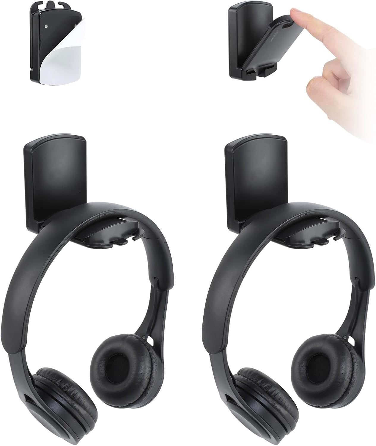 aceyoon 2 Piezas Soporte Auriculares, Plegable Soporte Cascos Gaming Gancho Sujeta Colgador Auricular Debajo Escritorio Mesa Universal Adhesivo Stand for PC, Gaming Headphones, Cables (Negro)