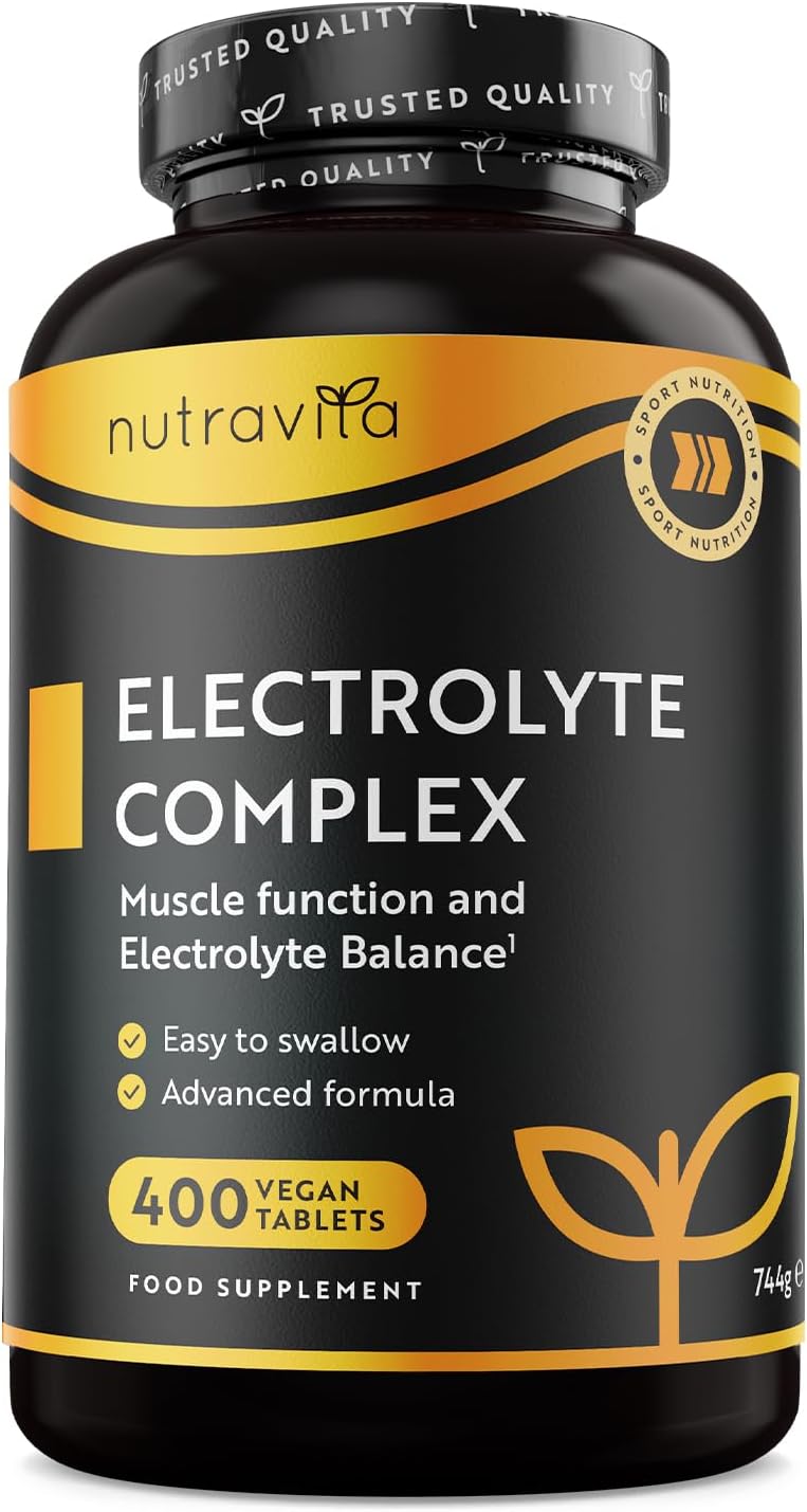 Electrolitos Complejo 900mg, 400 Comprimidos para 13 Meses mit Calcio Magnesio Potasio Calcio Cloruro y Sodio - Electrolitos sin Azucar y Electrolitos Hidratacion - Electrolytes de Nutravita