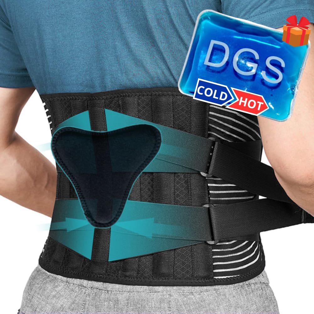 DGS Faja lumbar para hombre y mujer, soporte ergonómico para dolor de espalda y trabajo. Ideal como cinturón lumbar gimnasio y faja para espalda. Cómoda, ajustable y transpirable.
