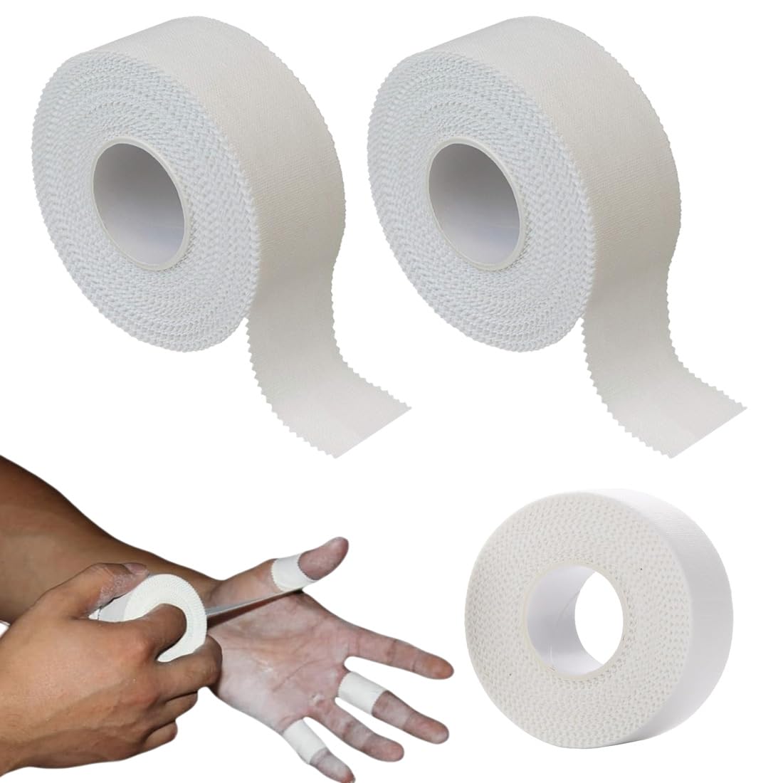 2 pieza Esparadrapo de Dedos y Adhesivo,Algodón Sport Tape Hipoalergénica Para Vendaje Adhesivo Deportivo, Funcional Y Profesional,Para Crossfit, Escalada, Vóleibol, Boxeo, De Dedos
