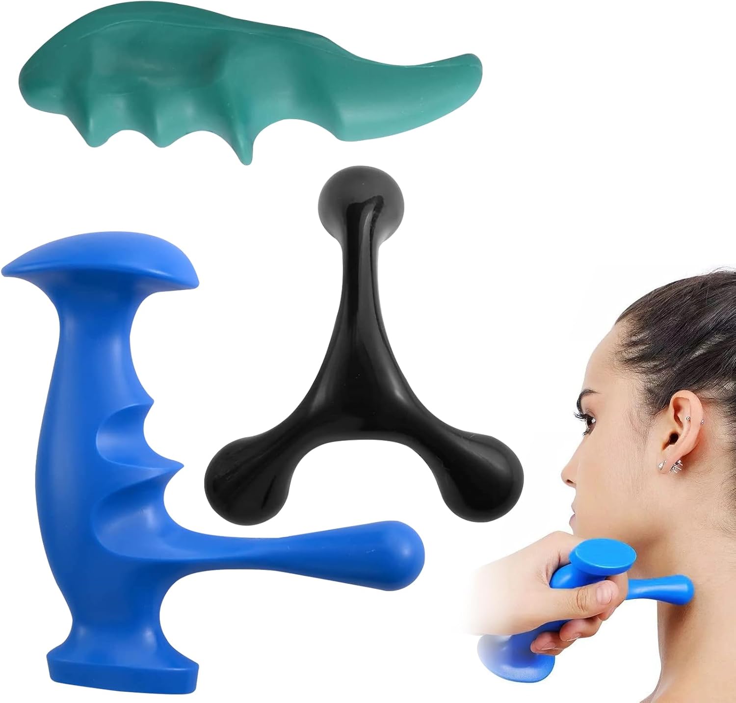 3 herramientas de masaje: acupresión en ambos lados, masajeador de puntos gatillo para el pulgar, masajeador de puntos gatillo para aliviar el estrés, alivio del dolor de manos, cuello, brazos
