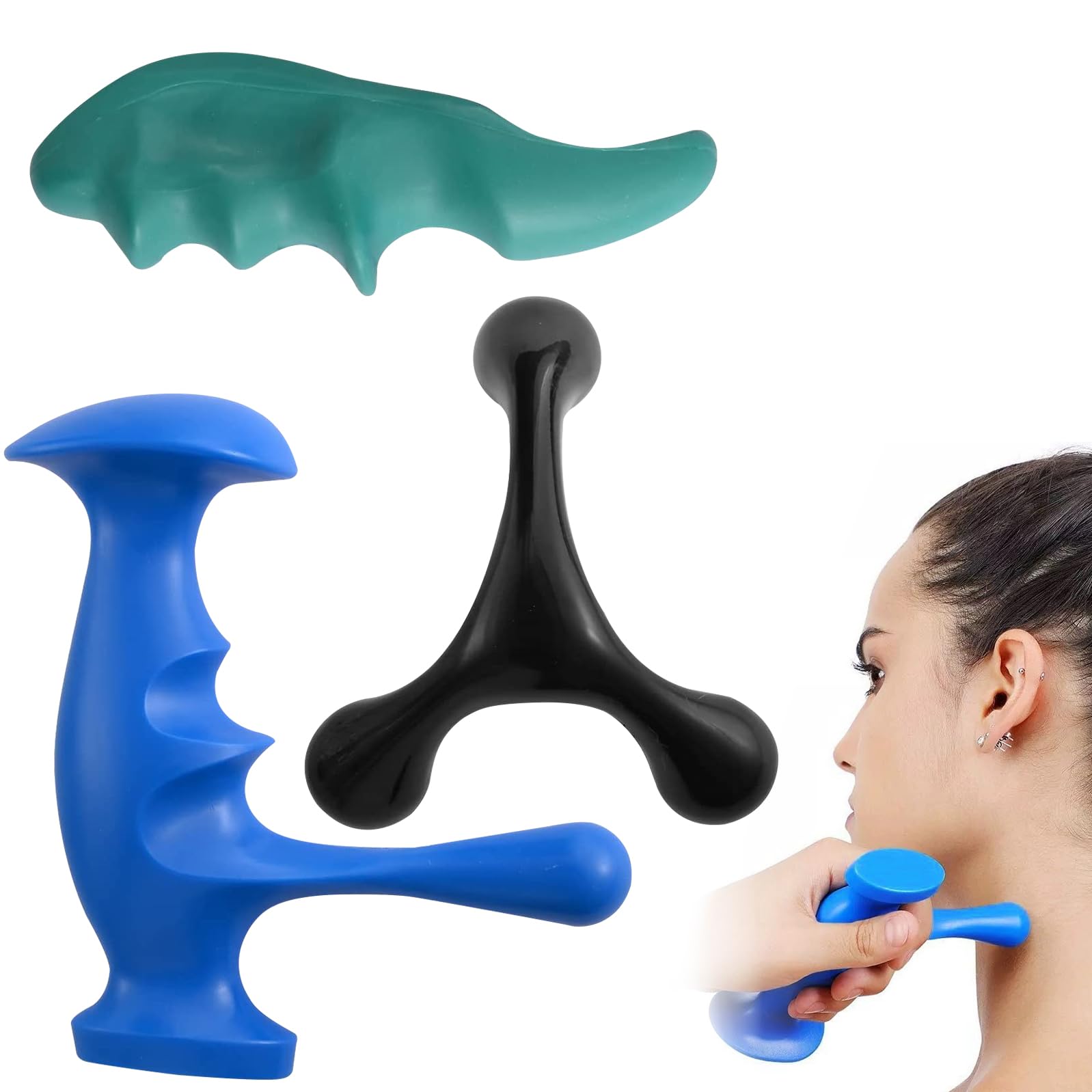 3 herramientas de masaje: acupresión en ambos lados, masajeador de puntos gatillo para el pulgar, masajeador de puntos gatillo para aliviar el estrés, alivio del dolor de manos, cuello, brazos