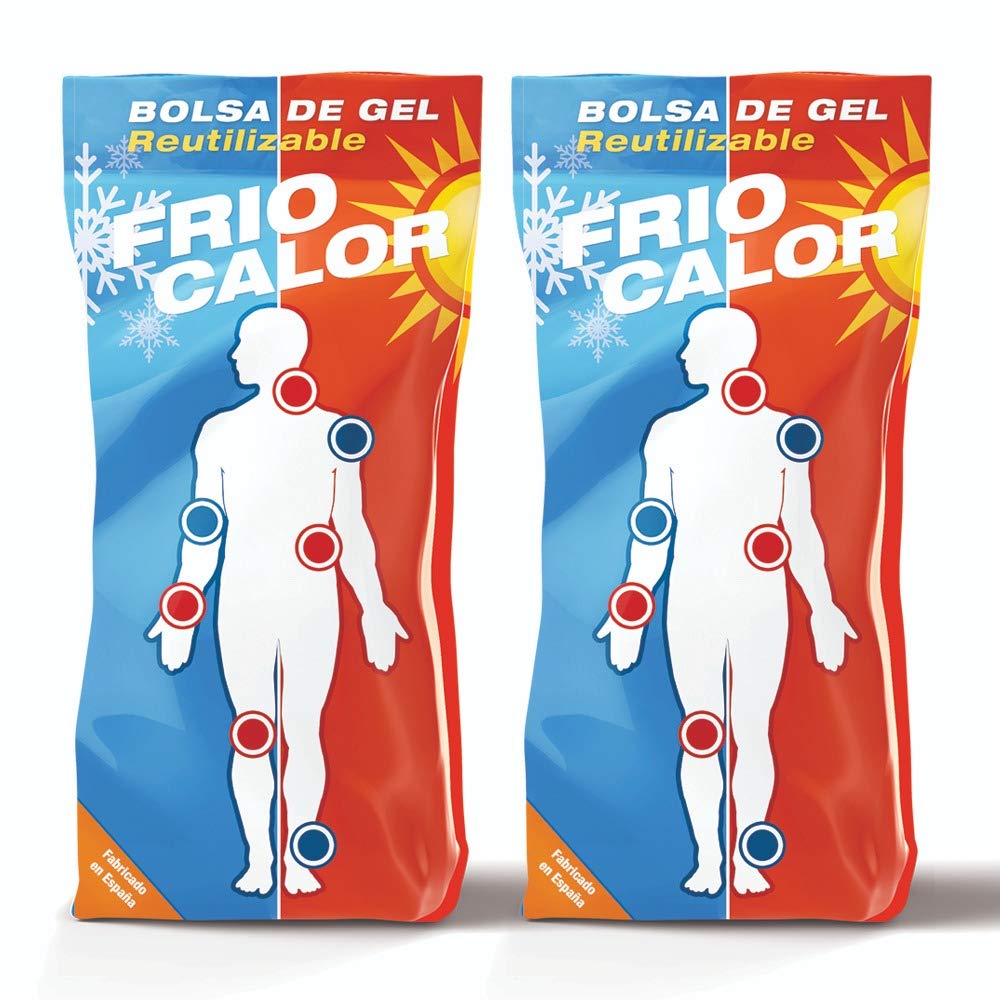 Bolsa de Gel Frío y Calor Reutilizable. Bolsa de Primeros Auxilios para Congelador o Microondas. Compresa Fría-Caliente para Lesiones, Traumatismos y Esguinces. 13x27 Cm. 2 Unidades