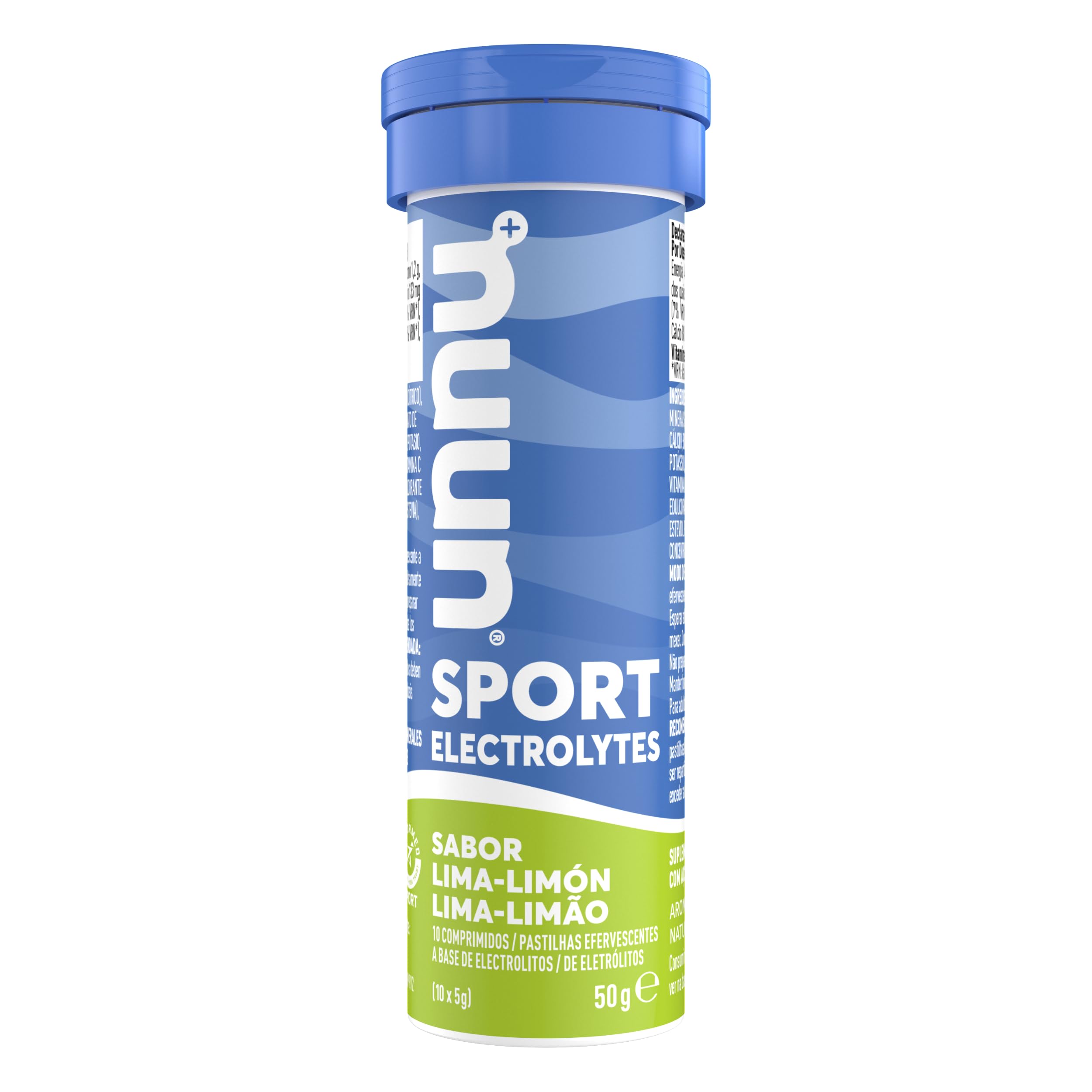 Nuun Sport Lima Limón Comprimidos Efervescentes con Electrólitos y Vitamina C, Contribuye a una Óptima Hidratación y Funcionamiento del Sistema Inmune, 1 Tubo con 10 Tabletas Efervescentes