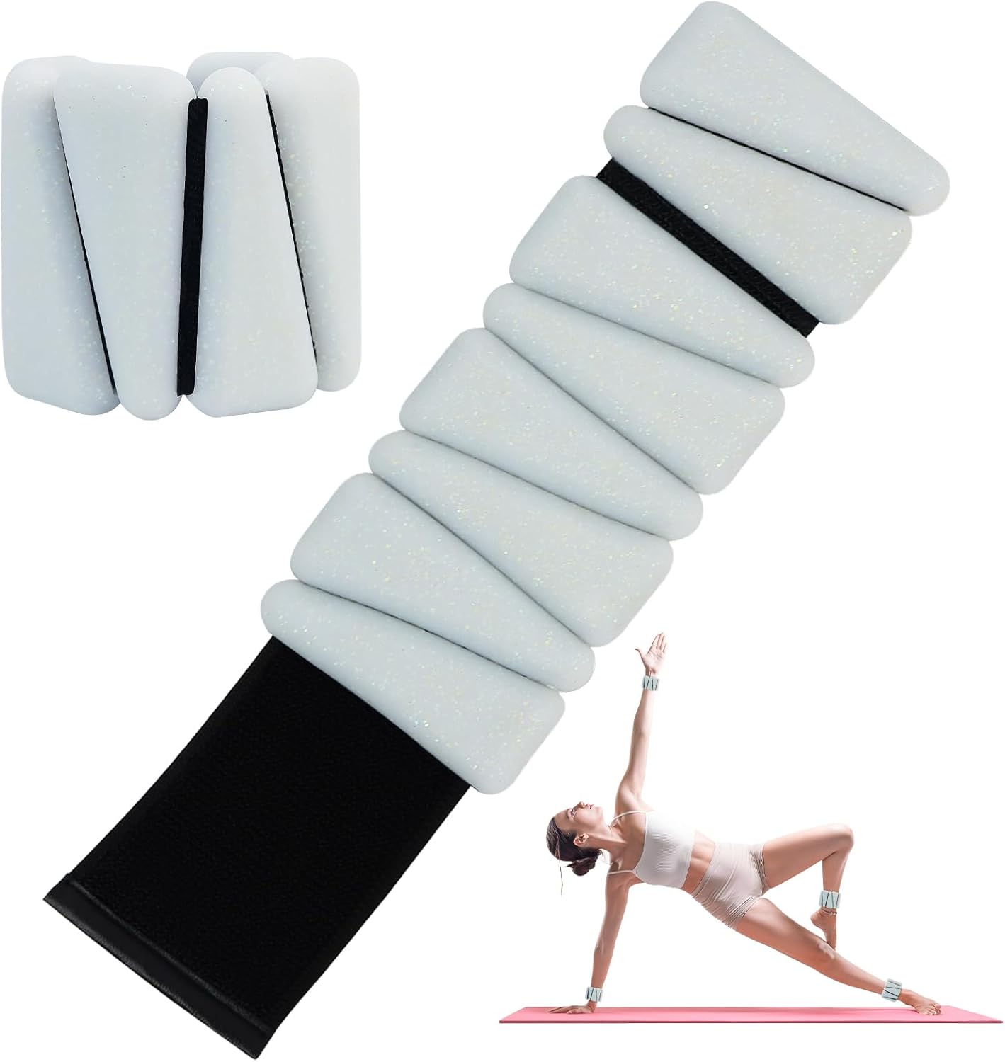 2 pesos de muñeca ajustables para muñeca y tobillo para hombre y mujer, pulseras de muñeca de silicona para yoga, baile, pilates, natación, cardio, aeróbicos, gimnasios