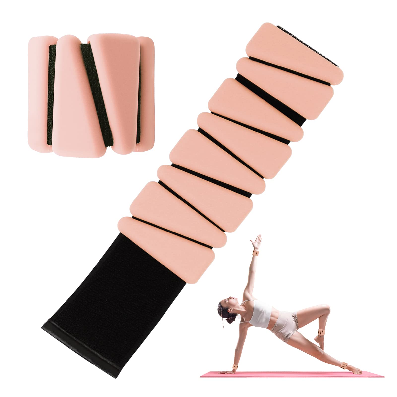 Juego de 2 pesas de muñeca de silicona ajustables para mujeres y hombres, pesas de tobillo/muñeca adecuadas para yoga, baile, pilates, ejercicios de piscina y correr, 2 libras