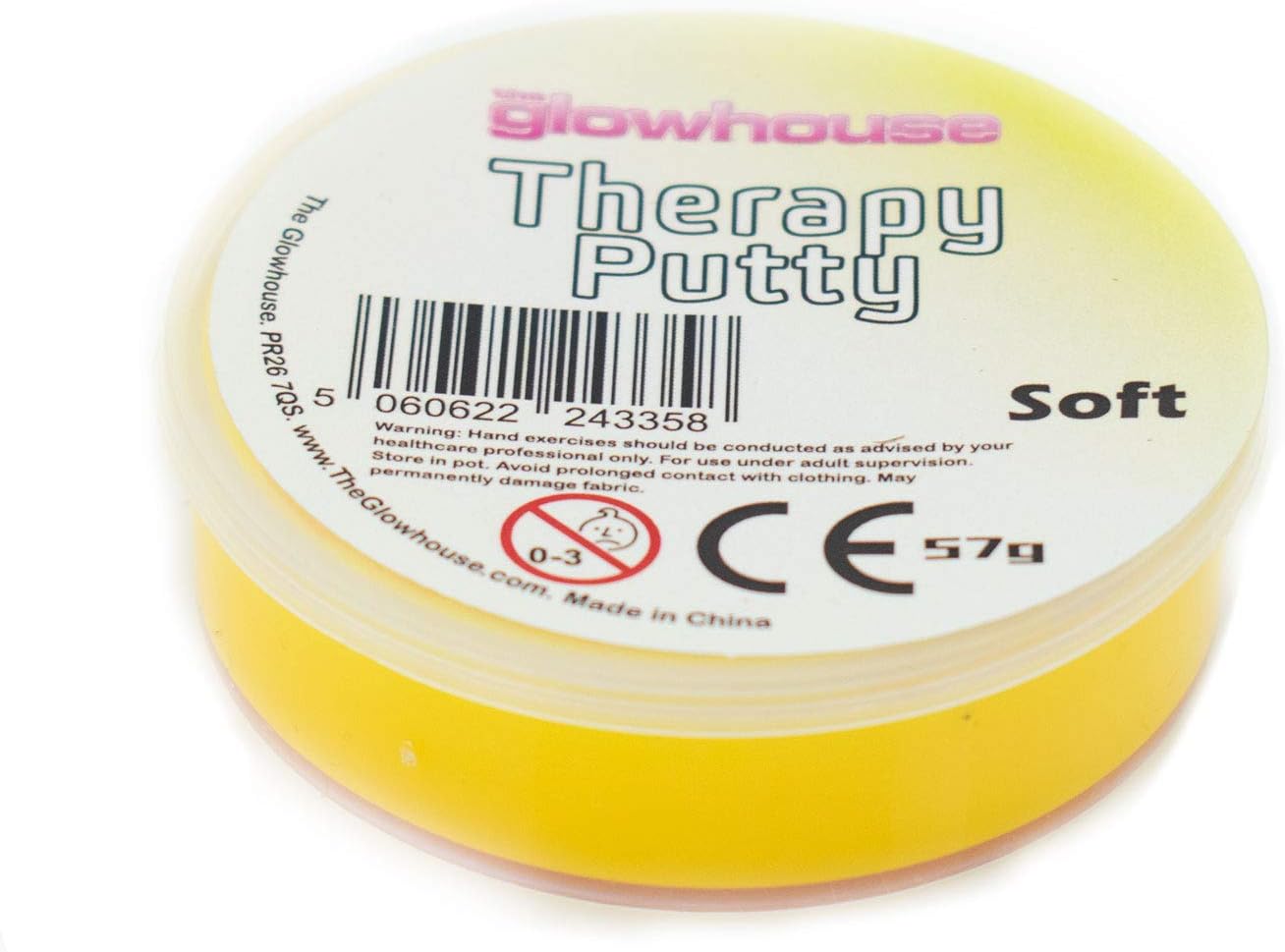 Masilla de terapia de, no tóxica, ejercicio de mano, antiestrés para adultos y niños, 57 g (amarillo – suave)