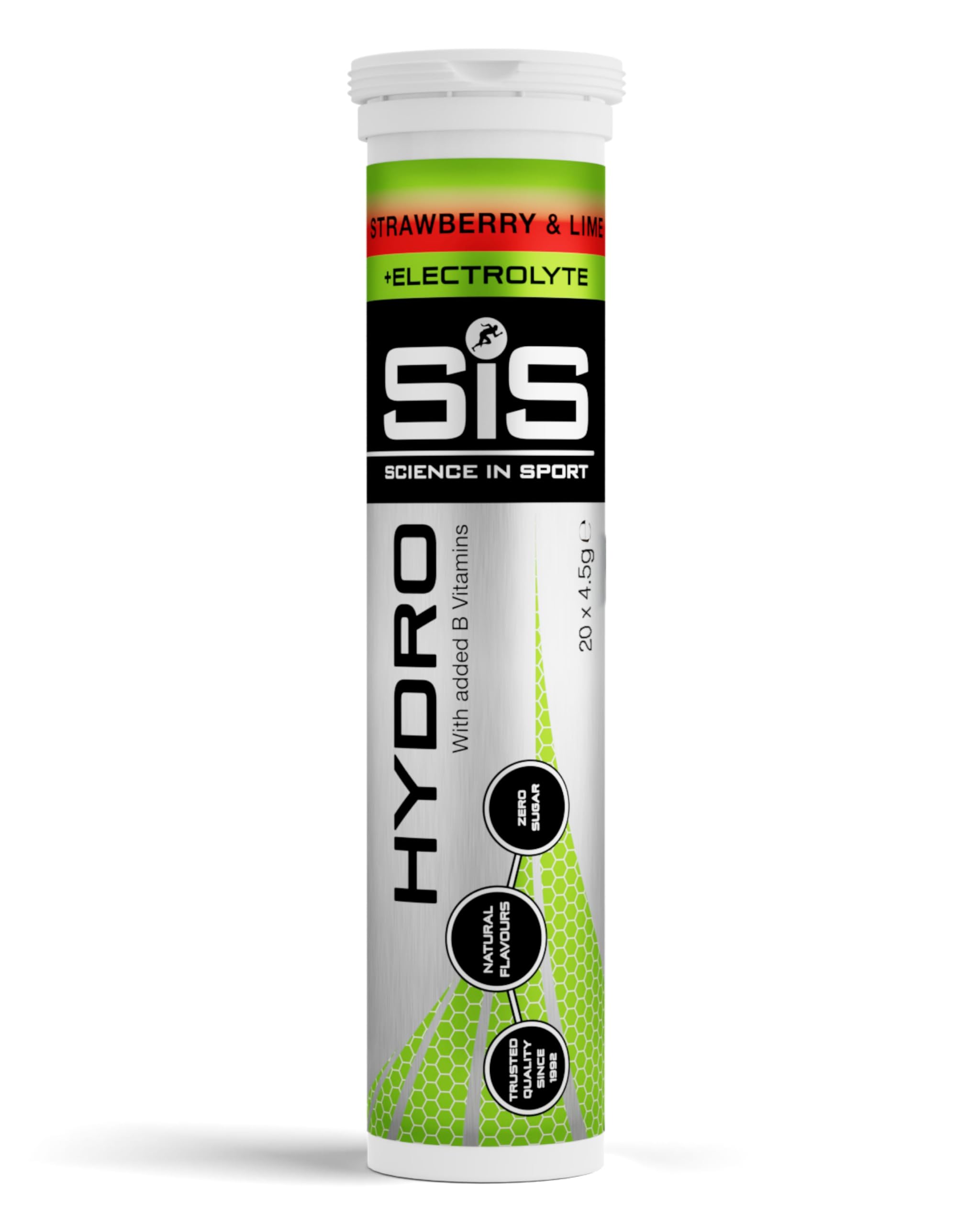 Science in Sport Tabletas Hydro 20 pcs. Fresa Lima - Tabletas de electrolitos, veganas y sin gluten, Tabletas efervescentes para estimular la hidratación y para un equilibrio de electrolitos.