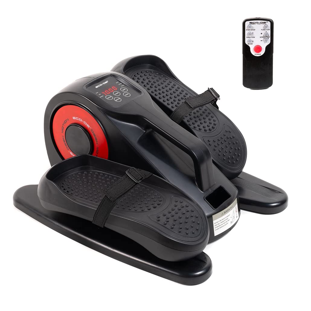 ECODE® Mini Eliptica Electrica con 20 Niveles de Velocidad, 5 Funciones, Pedales con Correas, Pantalla LED, Mando a Distancia, Silenciosa y Portable - Pedaleador Electrico para Mayores y Ancianos