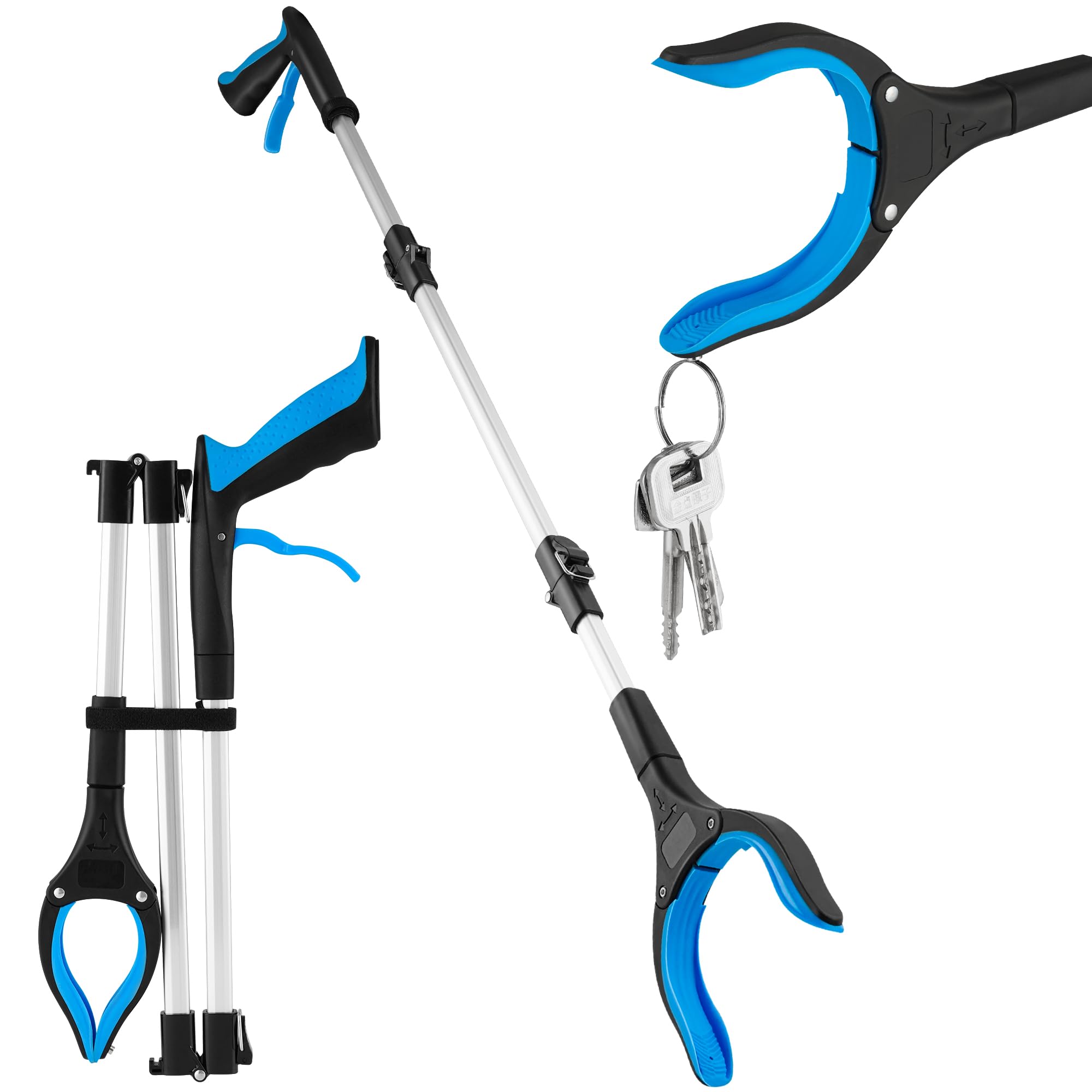 KUOGAS Pinzas de agarre para personas mayores, 91 cm de aluminio, pinzas plegables para personas mayores, recogedor de basura giratorio, brazo extra largo (91CM)