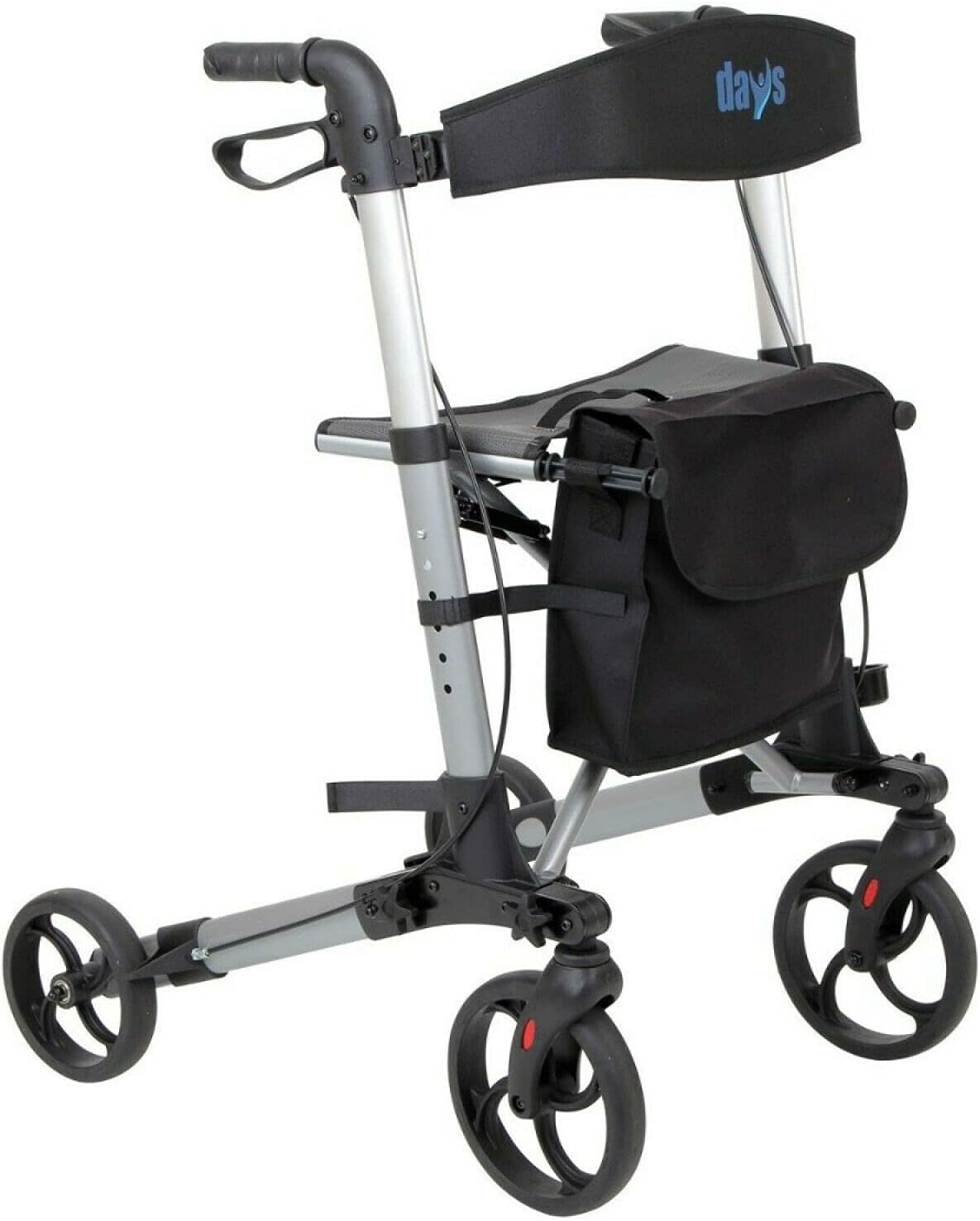Days Deluxe Andador Ligero y Plegable de Cuatro Ruedas, Fácil de Almacenar y de Transportar, Bolsa de Transporte, Ayudas A la Movilidad, Altura de Asiento Ajustable de 55 cm