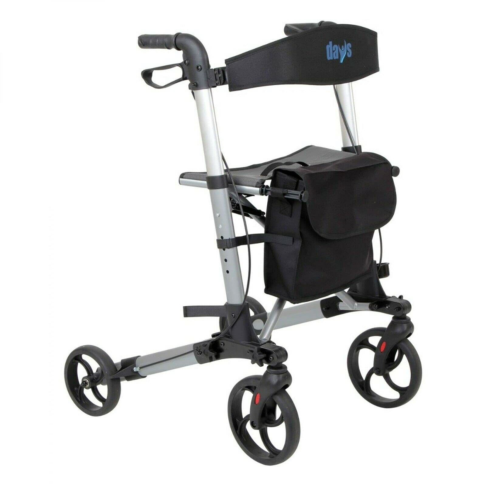 Days Deluxe Andador Ligero y Plegable de Cuatro Ruedas, Fácil de Almacenar y de Transportar, Bolsa de Transporte, Ayudas A la Movilidad, Altura de Asiento Ajustable de 55 cm