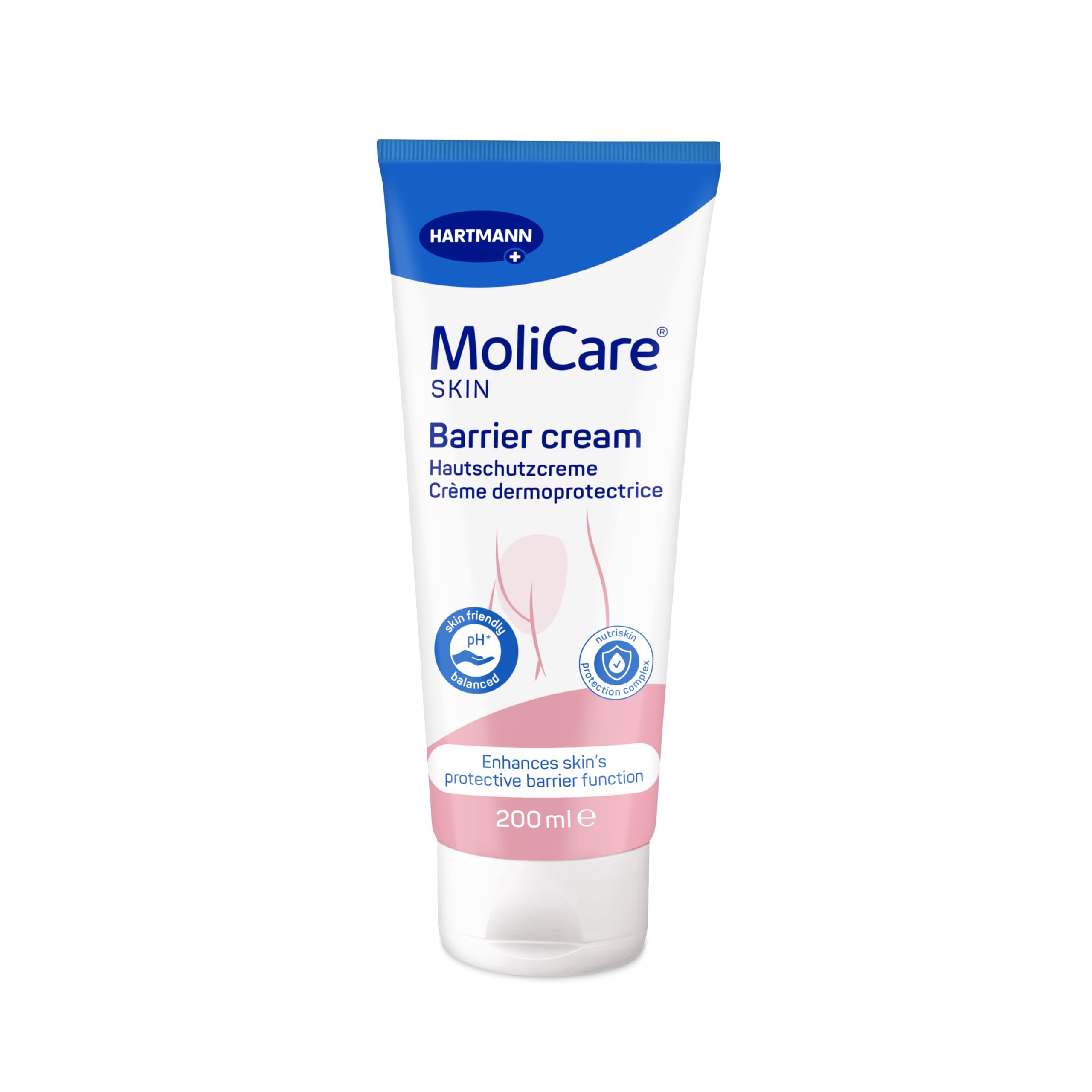 MoliCare Skin Crema sin Óxido de Zinc: Protección de la Piel, Zonas Irritadas, Piel Sensible, Actúa de Barrera, 200 ml