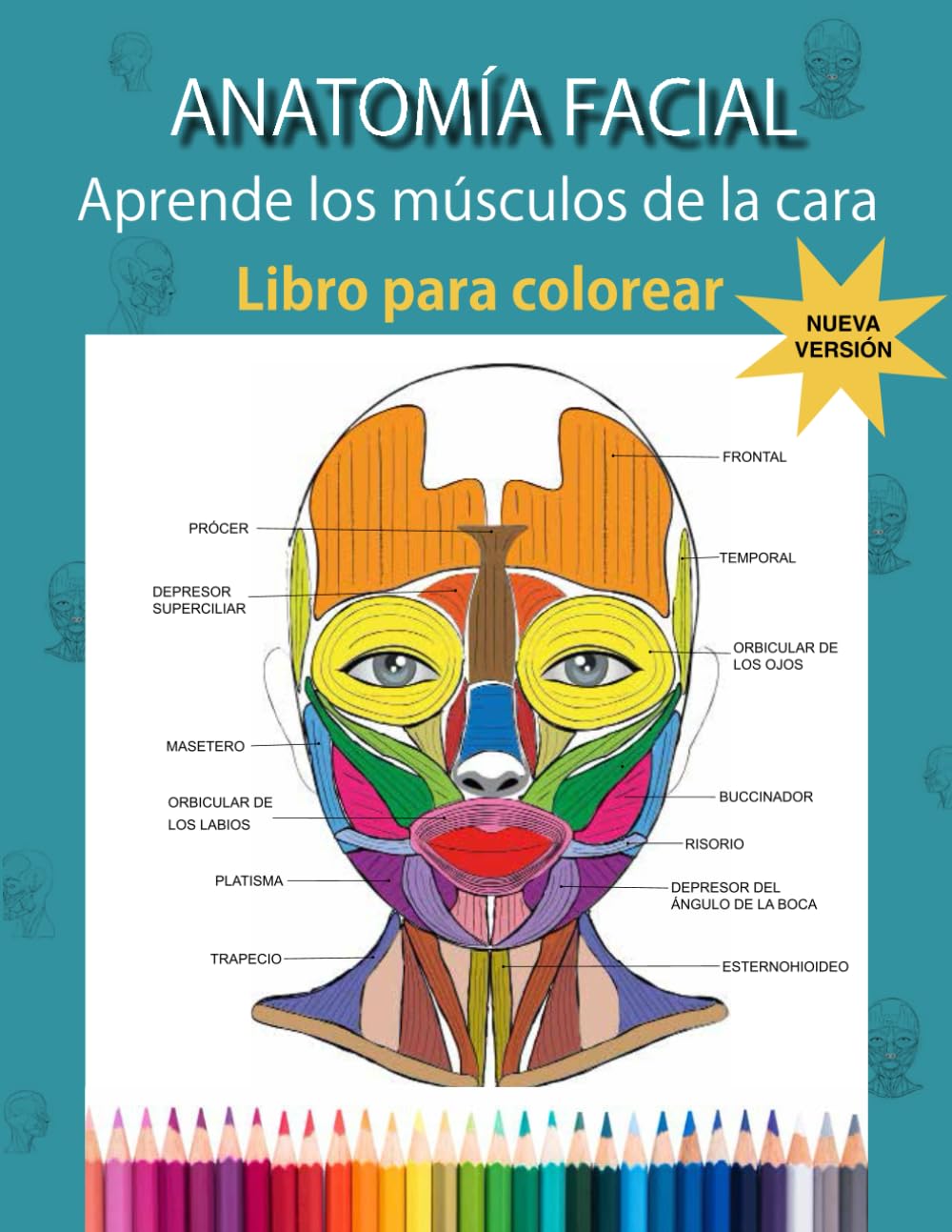 ANATOMIA FACIAL - Aprende los músculos de la cara: LIBRO PARA COLOREAR