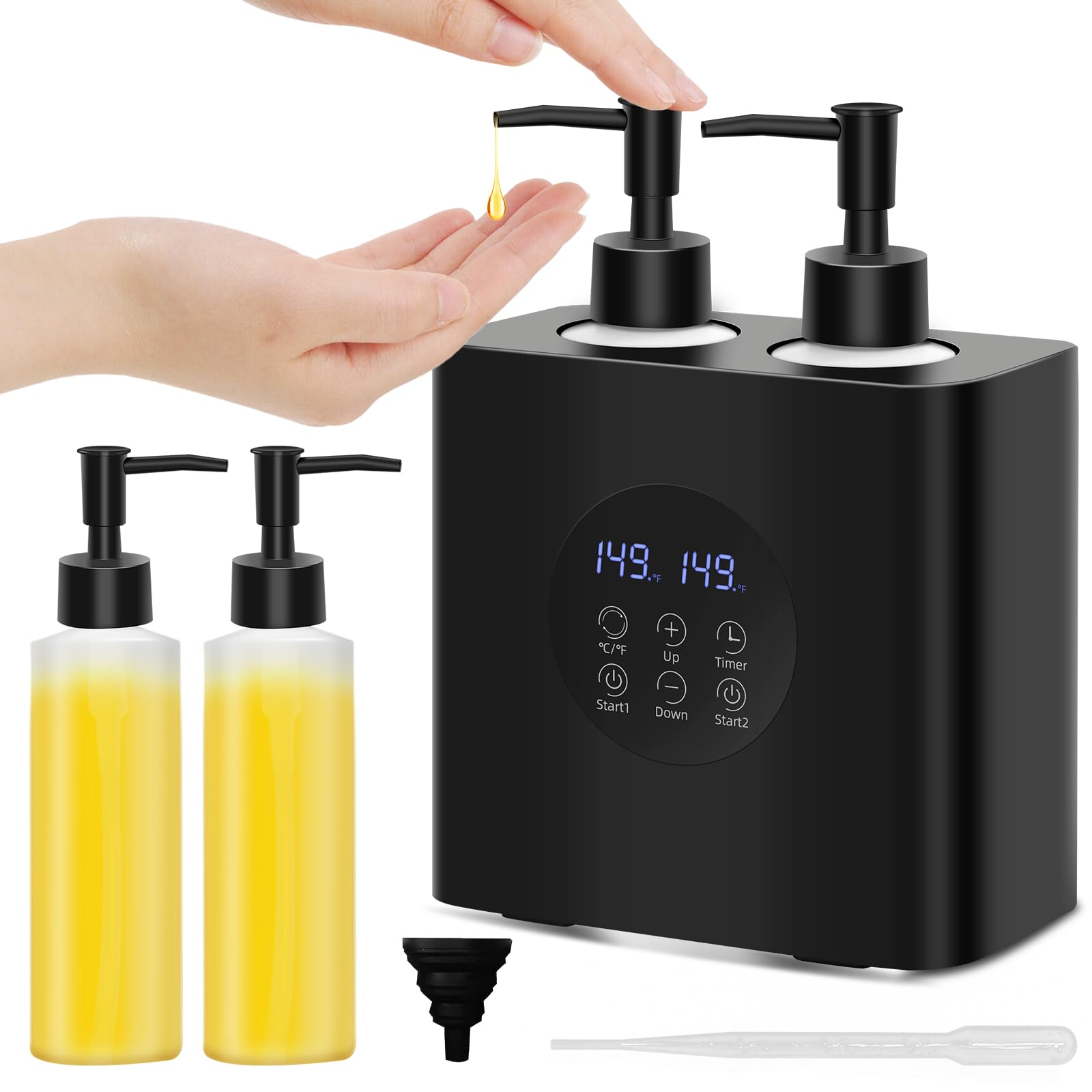Calentador de Aceite de Masaje Doble, iklestar Calentador de Aceite Doble para Masaje con Cuatro Botellas de Aceite, Calentador Automático de Dispensadores de Crema para Botellas de Loción Corporal