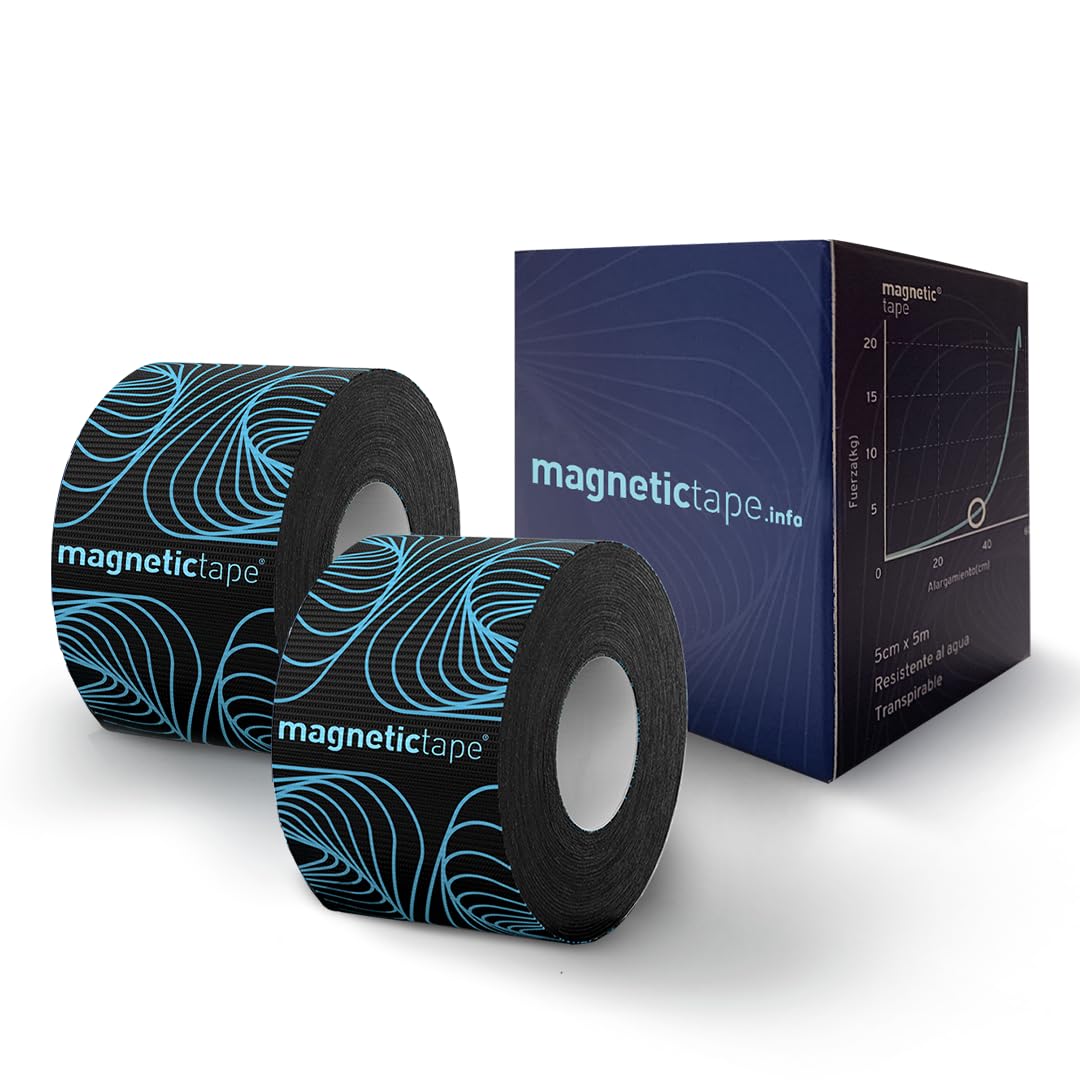 Magnetic Tape® (Pack de 2) 5mx5cm, Venda elástica adhesiva con partículas magnéticas, Kinesiotape, Vendaje neuromuscular, Kinesiology tape, Sport tape
