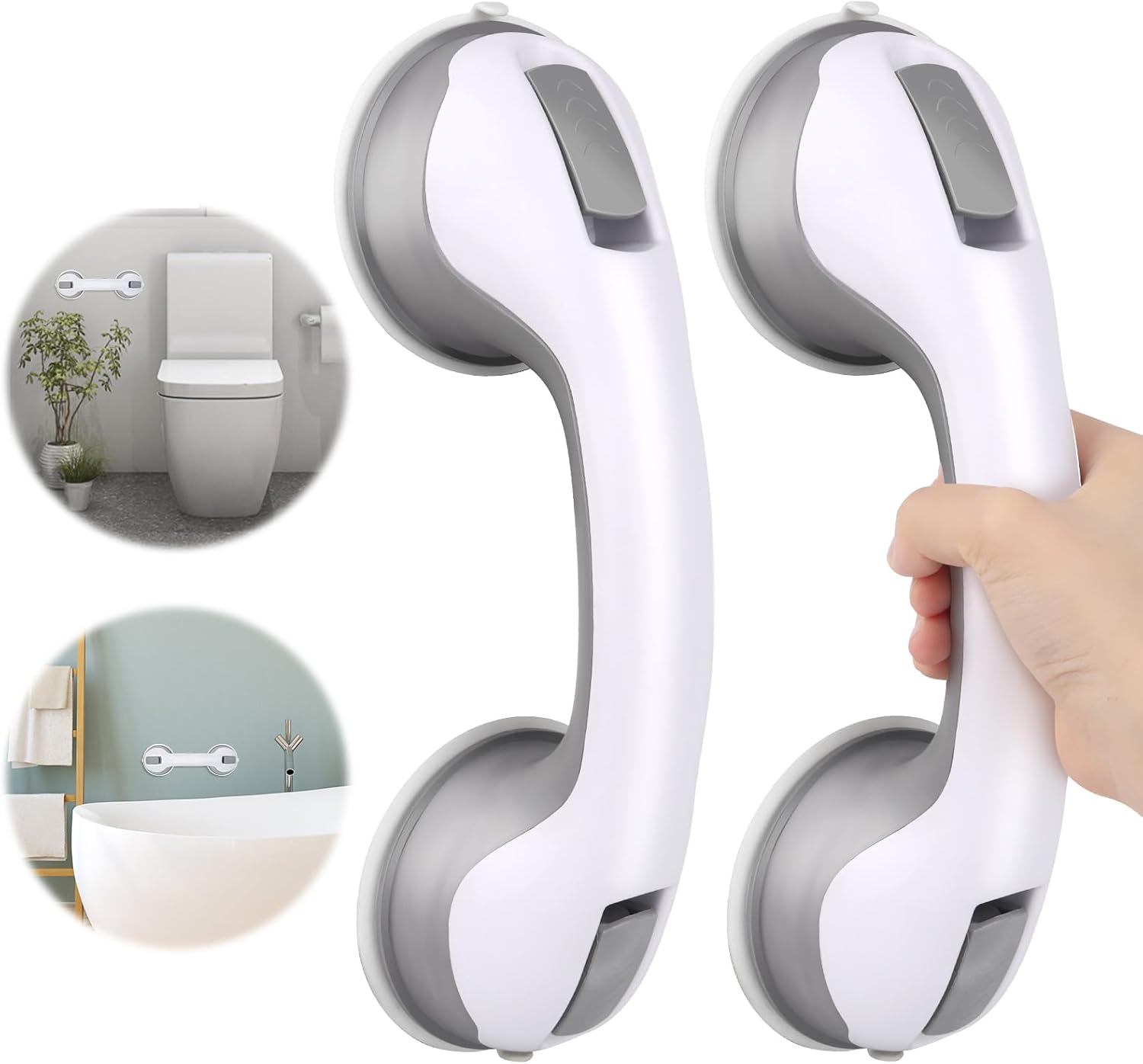 2 Piezas Agarraderas Baño para Mayores, Agarraderas de Baño con Ventosa Asidero de Baño Con Ventosa, No Es Necesario Taladrar, Agarradera de Baños para Ancianos, Discapacitados