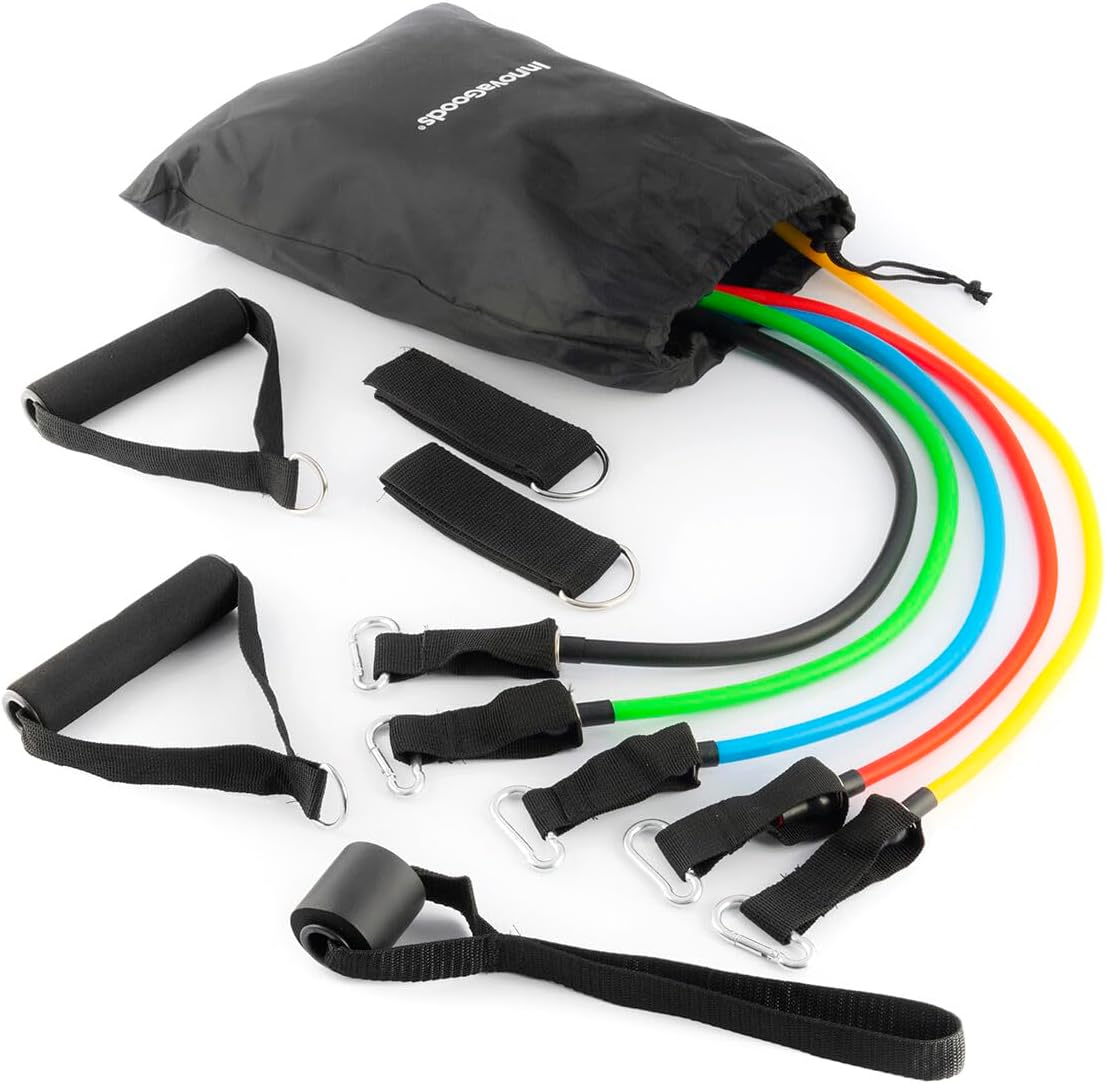InnovaGoods - Set de Bandas de Resistencia Multifunción, Accesorios Pilates, Guía de Ejercicios, Ideal para Musculación y Glúteos, Nailon, Multicolor, Único