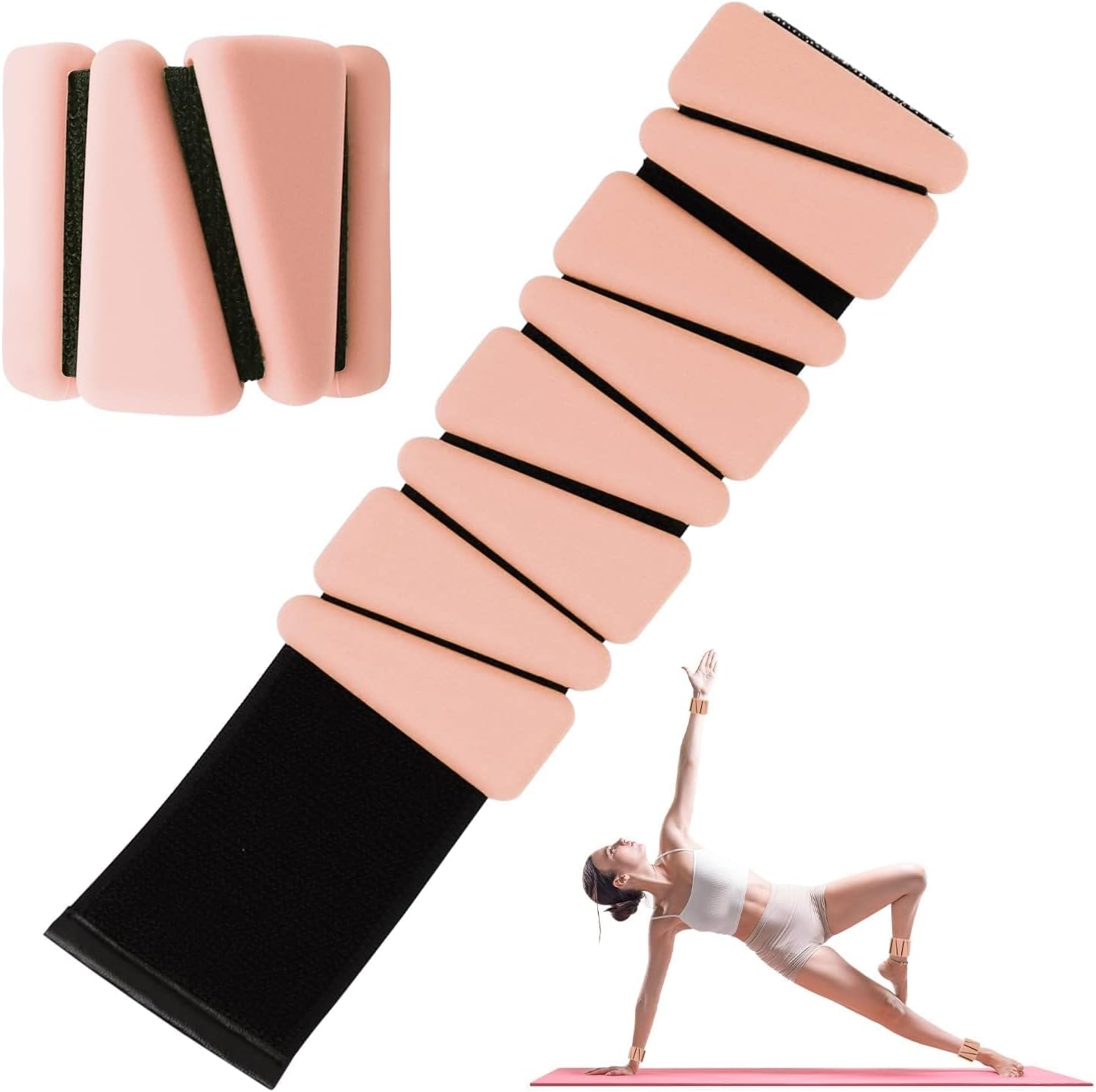 Juego de 2 pesas ajustables de silicona para entrenamiento de muñeca para mujeres y hombres, peso portátil para yoga, danza, pilates, ejercicios de piscina y correr, 0,9 kg
