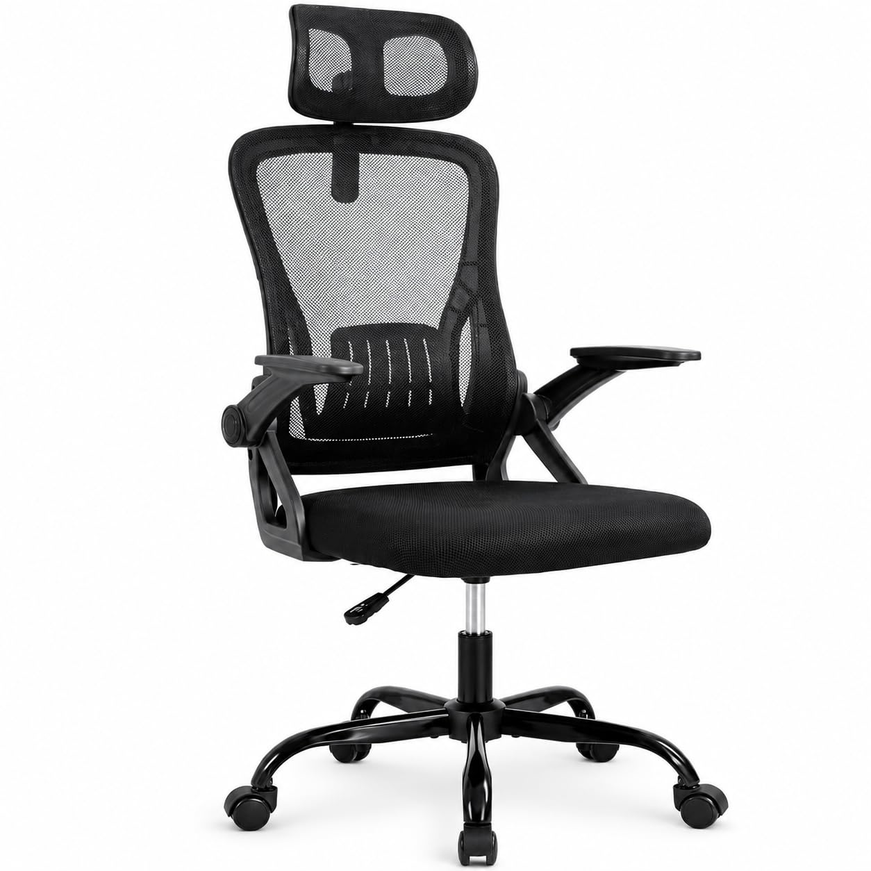 Silla de Oficina | Escritorio o Estudio Ergonómica con Ruedas | Reposacabezas y Reposabrazos Ajustables | Soporte Lumbar | Respaldo de Malla Transpirable | Altura Regulable | Ideal casa o Trabajo