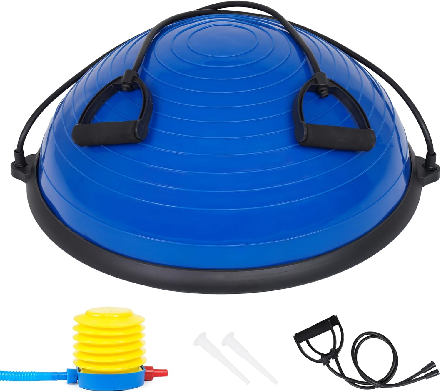 Entrenador de Equilibrio Fitness Ø 58cm, Pelota de Equilibrio Bossu Semiesfera con Inflador y Gomas, Soporta hasta 120kg, Ideal para Gimnasio y Ejercicios de Yoga y Pilates.