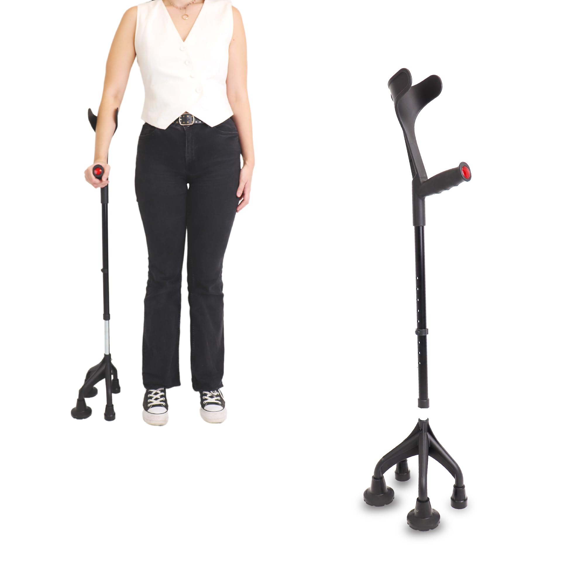 KMINA - Muleta Adulto 4 Patas (Pesada y Robusta 1,5 Kg), Ajustable Usuarios >1,55m de Altura, Diseño Patentado - Fabricado en España