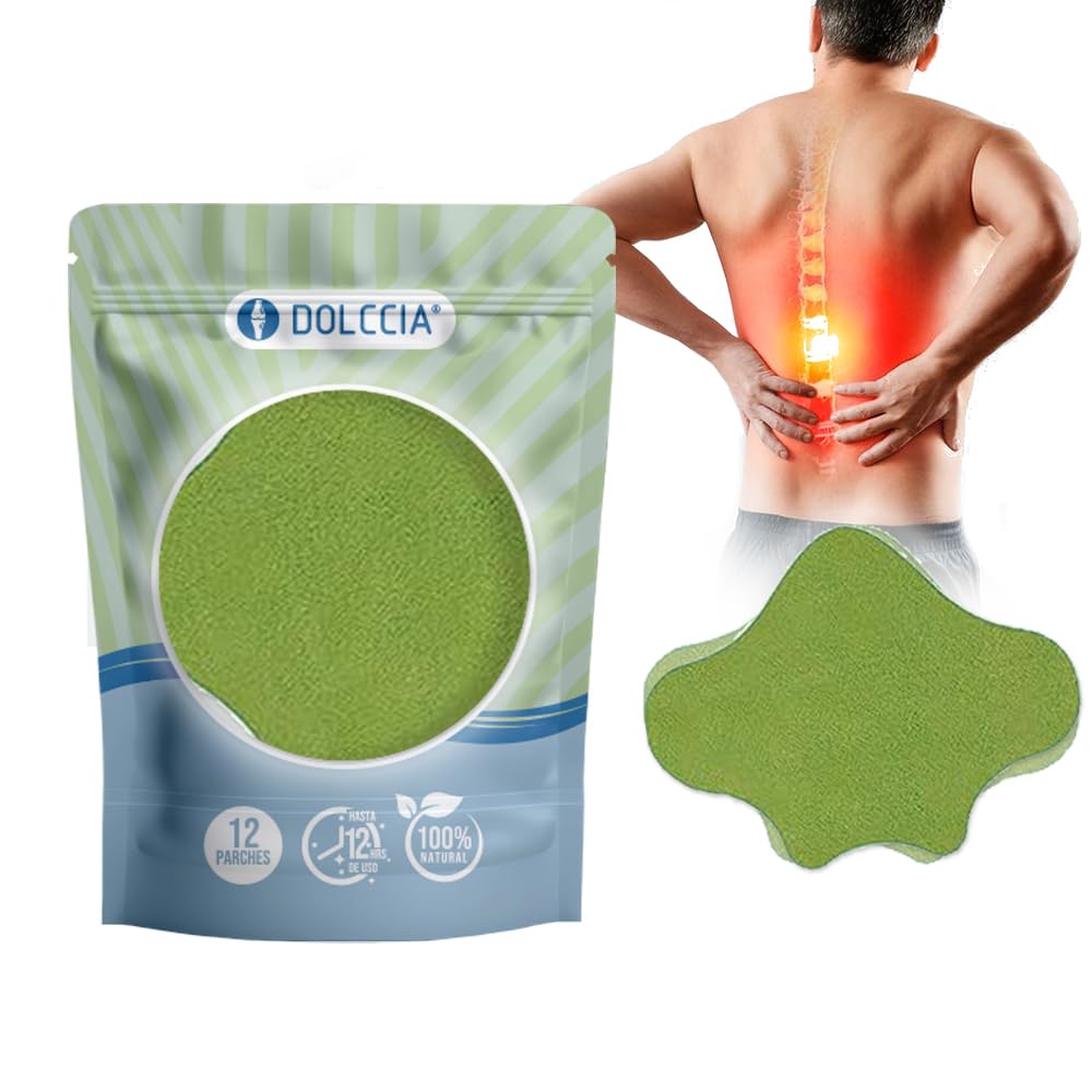 DOLCCIA - Parches naturales para el dolor de espalda Dolccia, Parche para alivio del dolor, Parches de Calor Moxibustión, Parche de ajenjo, Eliminan Toxinas Cuerpo Mejoran Sueño, Inflamación, 12 uds