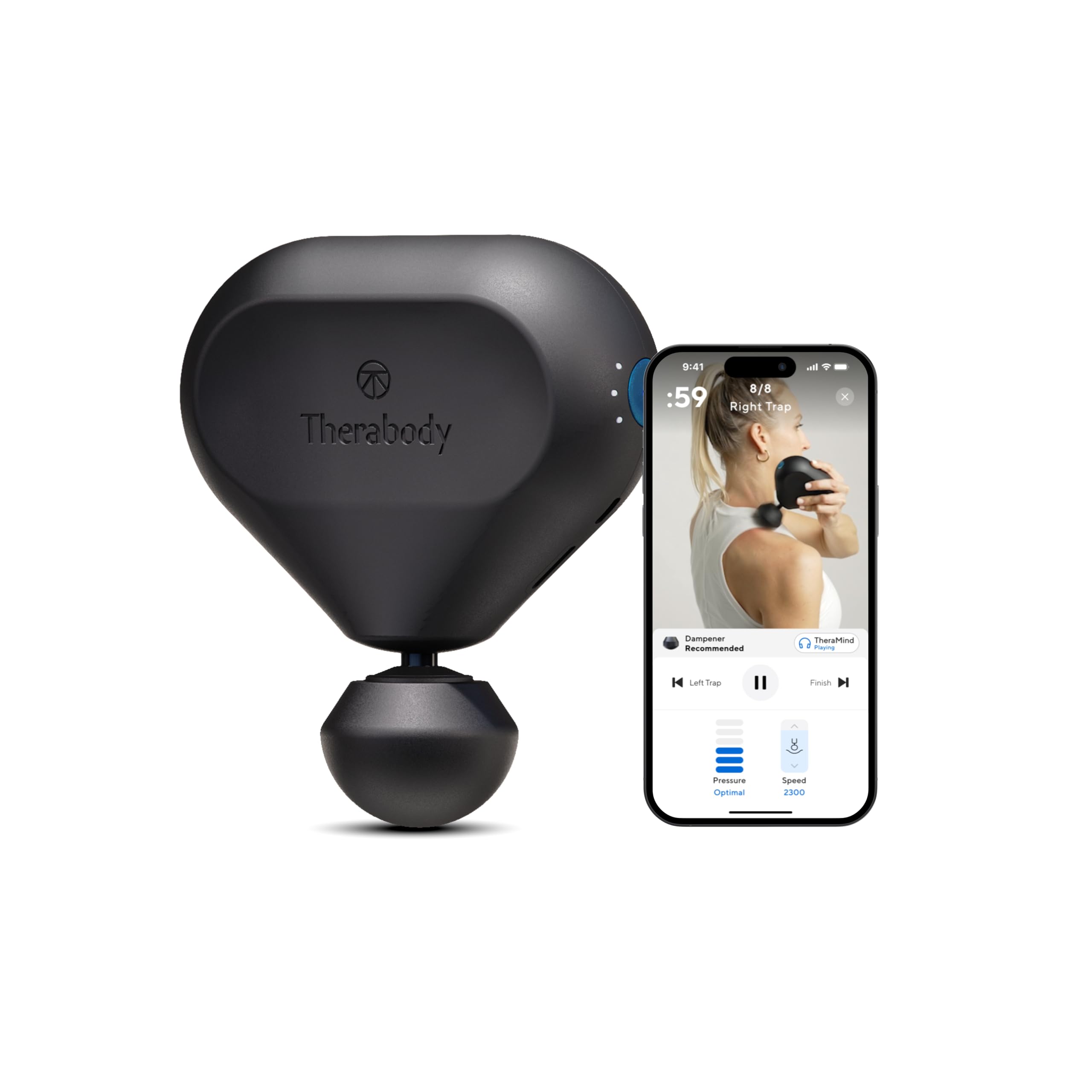 Theragun Mini 2.0 - Pistola de masaje eléctrica portátil - Tratamiento compacto profundo de los tejidos musculares para cualquier deportista en movimiento - Masajeador de percusión portátil - Negro