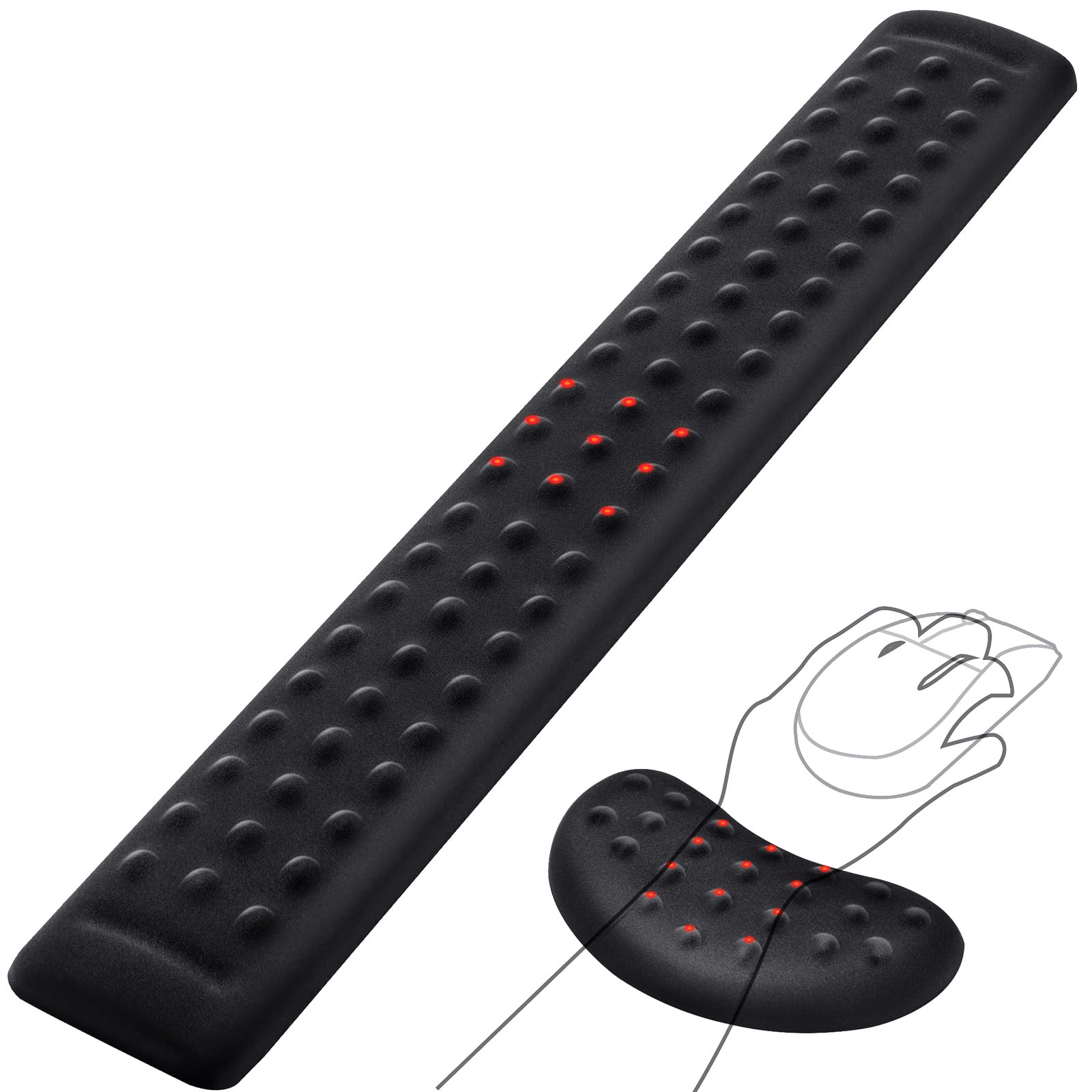Gimars Reposamuñecas Ergonomicas Teclado y Mouse, Reposa Muñecas Teclado de Espuma Viscoelástica Suave con Convexo Punto de Masaje, Soporte Teclado Ordenador con Base Antideslizante PU, Gaming Gamer