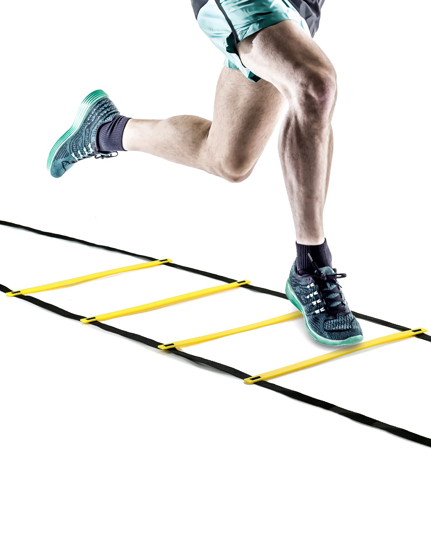 QWORK® Escalera de voordinación Escalera de Agilidad - 6 Metros 12 Peldaños - para Entrenamiento de fútbol/Hockey/Baloncesto - con Bolsa de Almacenamiento