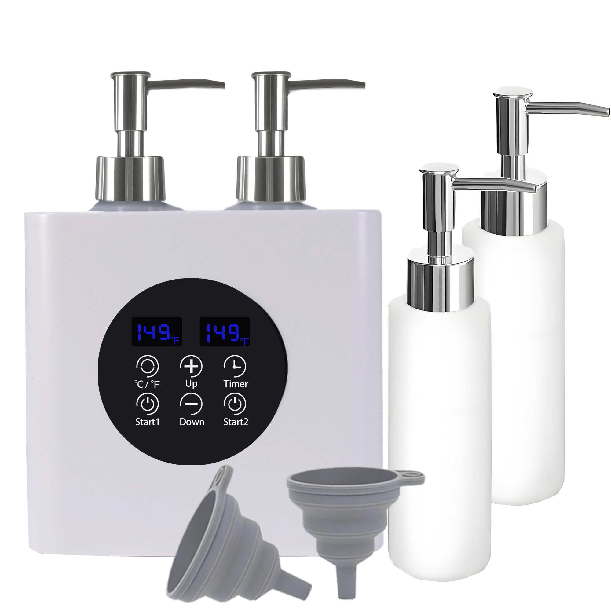 Calentador de aceite de masaje de doble base, calentador de loción profesional, calentador de crema, calentador de botellas de aceite, termostato automático, para salón, barbería, hogar, con cuatro