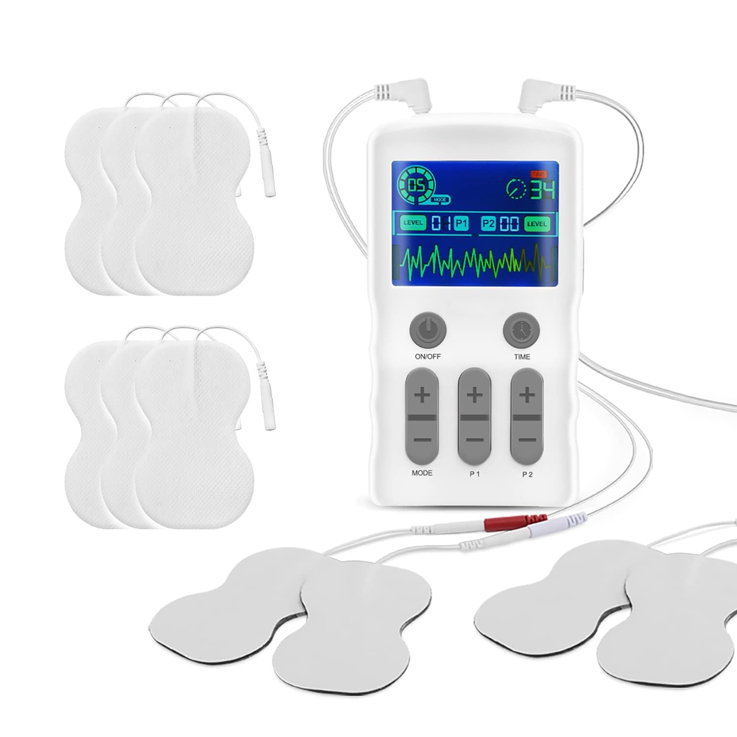 Tens EMS Electroestimulador Tens - Electroestimulador Digital con 25 Modos&10 Electrodos, Electroestimulador Muscular para Aliviar el Dolor, Masajes, Estimulación Muscular y Electrodos para Tens ﻿