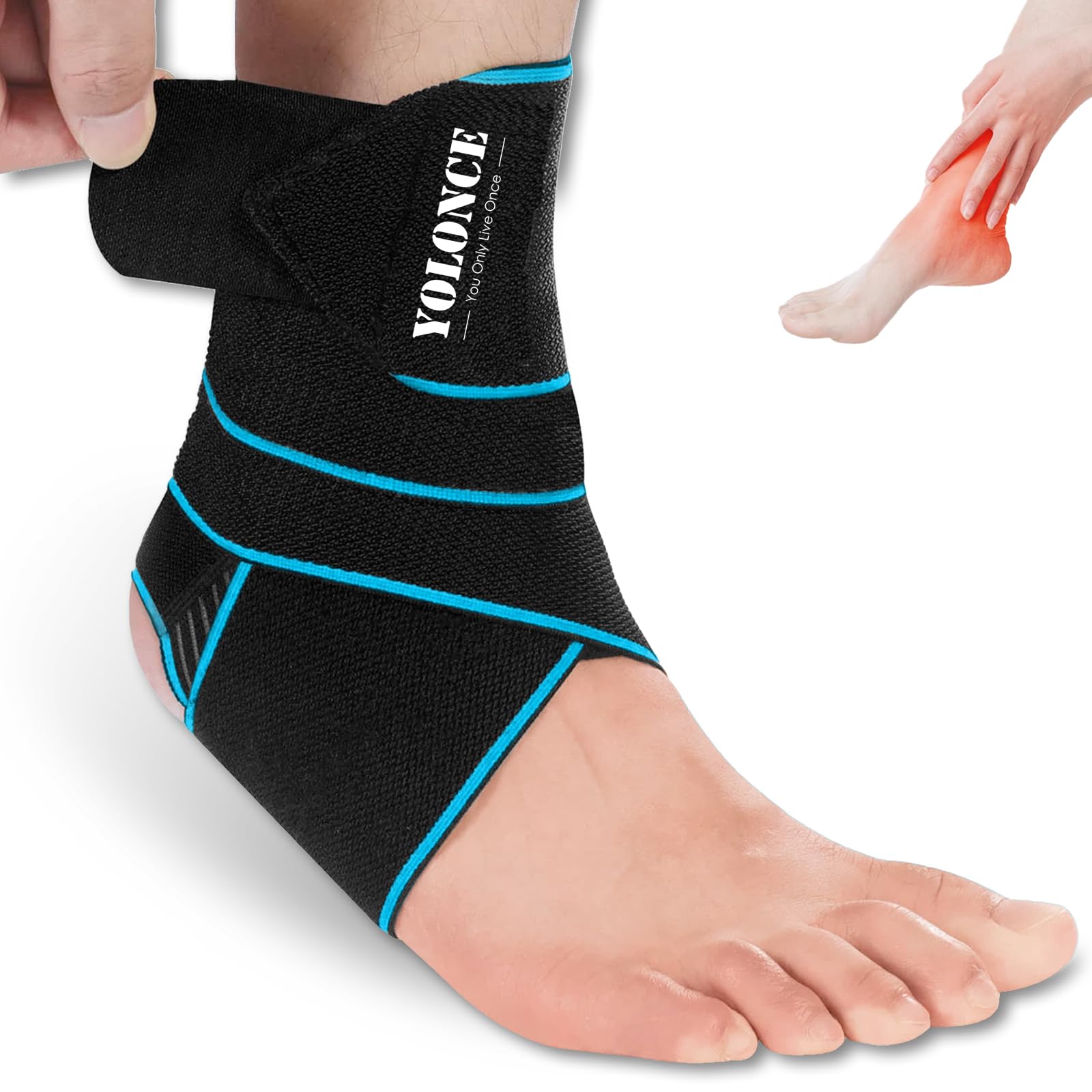 Tobillera para Esguince, Vendaje de Tobillo, Tobillera Estabilizadora, Elástica Vendaje Ajustable para El Tobillo, Deportes Protección de Tobillos, Soporte de Tendón de Aquiles de Tobillo