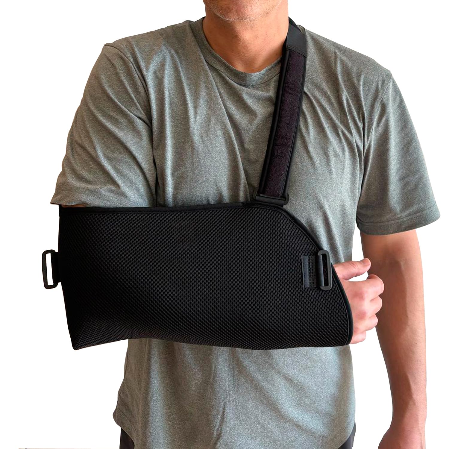 Ortones - Cabestrillo Sling Ajustable para Brazo y Hombro con Cincha Antirotación - Inmovilizador Bilateral Talla Universal - Negro