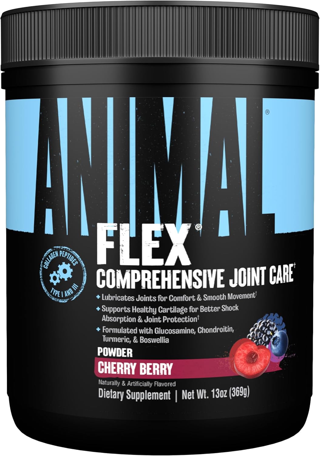 ANIMAL Flex Comprehensive Joint Care Cherry Berry - 4 complejos únicos para articulaciones, huesos y cartílagos - con vitamina A y E, glucosamina, aceite de linaza y ácido hialurónico - 369 g