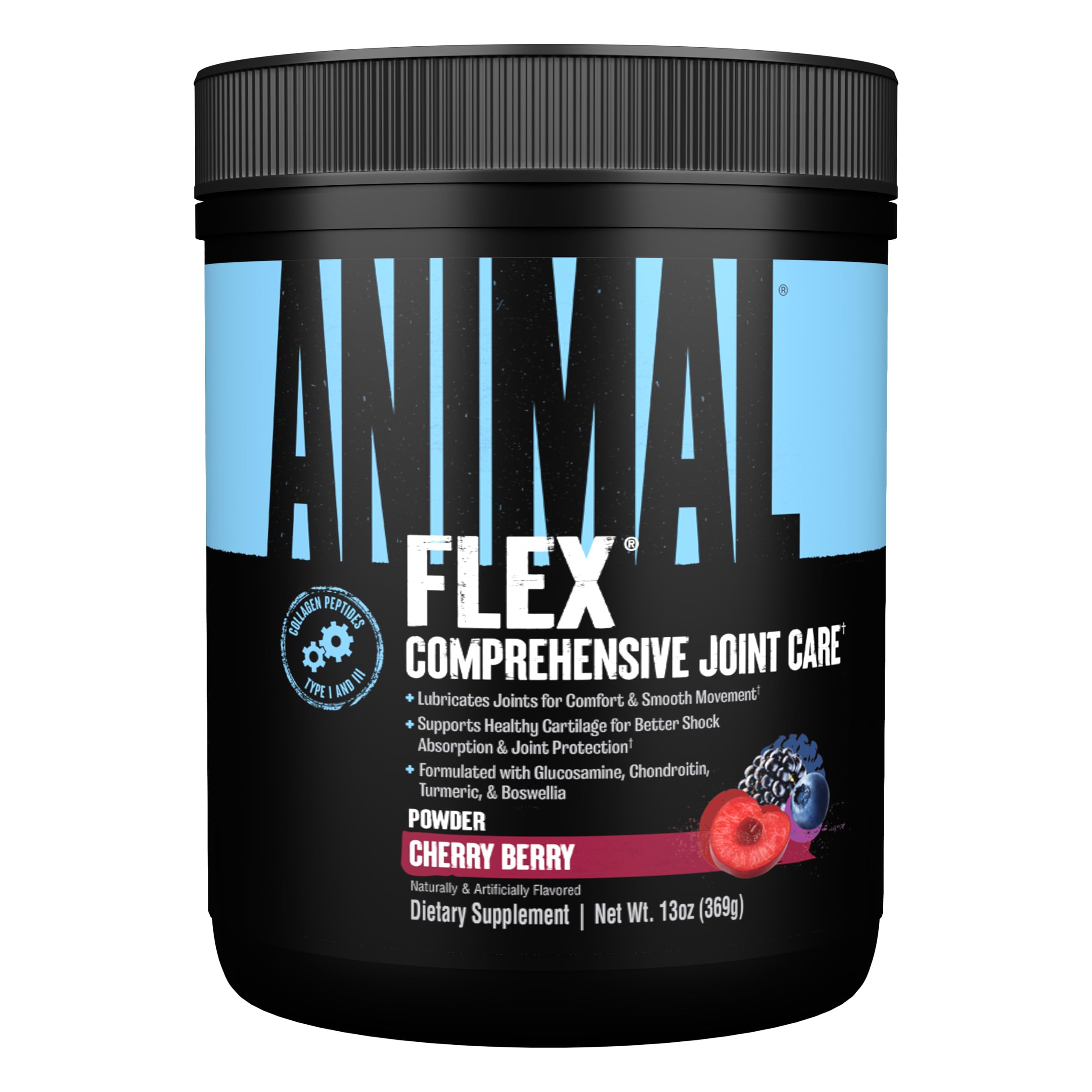 Universal Nutrition ANIMAL Flex Powder (Cereza), complejo articular protege articulaciones, tendones y ligamentos, culturistas y atletas de fuerza, suplemento para el apoyo articular, 369 gramos
