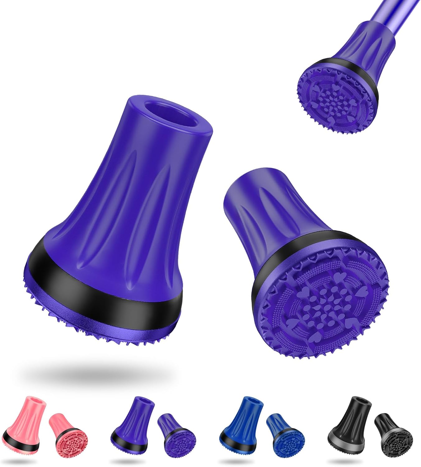 supregear Tacos Muletas 22 mm, Repuestos Resistentes para Bastones y Muletas, Puntas Antideslizantes Engrosadas, Conteras para Bastón de Caminata (Paquete de 2), Púrpura