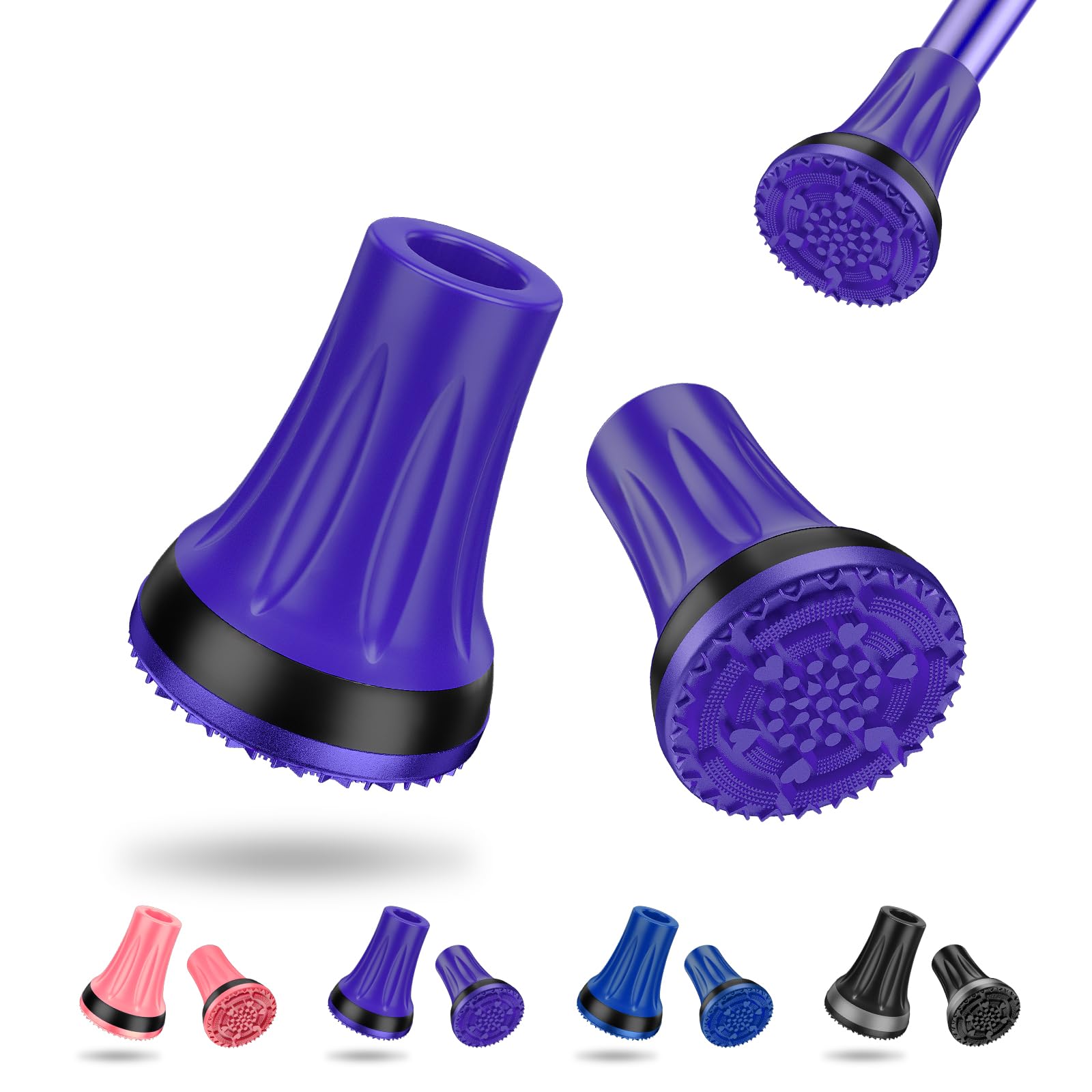 supregear Tacos Muletas 22 mm, Repuestos Resistentes para Bastones y Muletas, Puntas Antideslizantes Engrosadas, Conteras para Bastón de Caminata (Paquete de 2), Púrpura