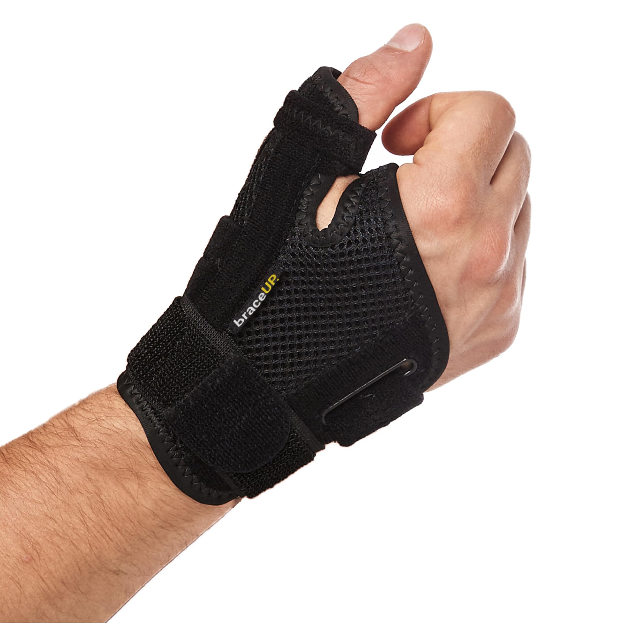 BraceUP Muñequera Pulgar, Ferula Pulgar, Mano Derecha e Izquierda - Férula Dedo Pulgar para Artritis, Tendinitis, Alivio del Dolor del Túnel Carpiano y Esguince de Pulgar (Negro)
