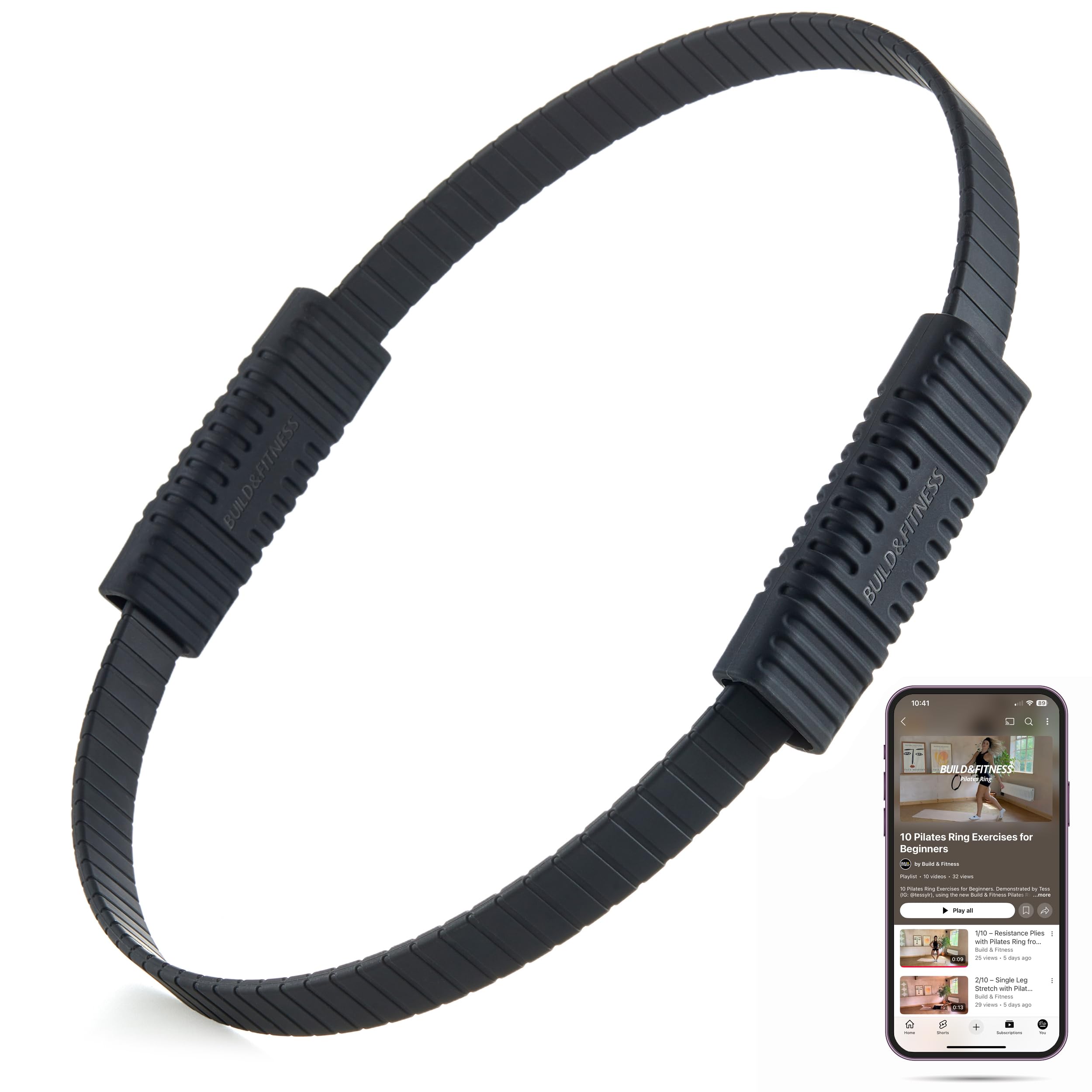Build & Fitness Aro de Pilates Círculo mágico de 34 cm para tonificar Muslos, Torso y Brazos. Ligero y Duradero, Fabricado en Silicona y Fibra de Vidrio para Entrenar en casa, Gimnasio y Viajes