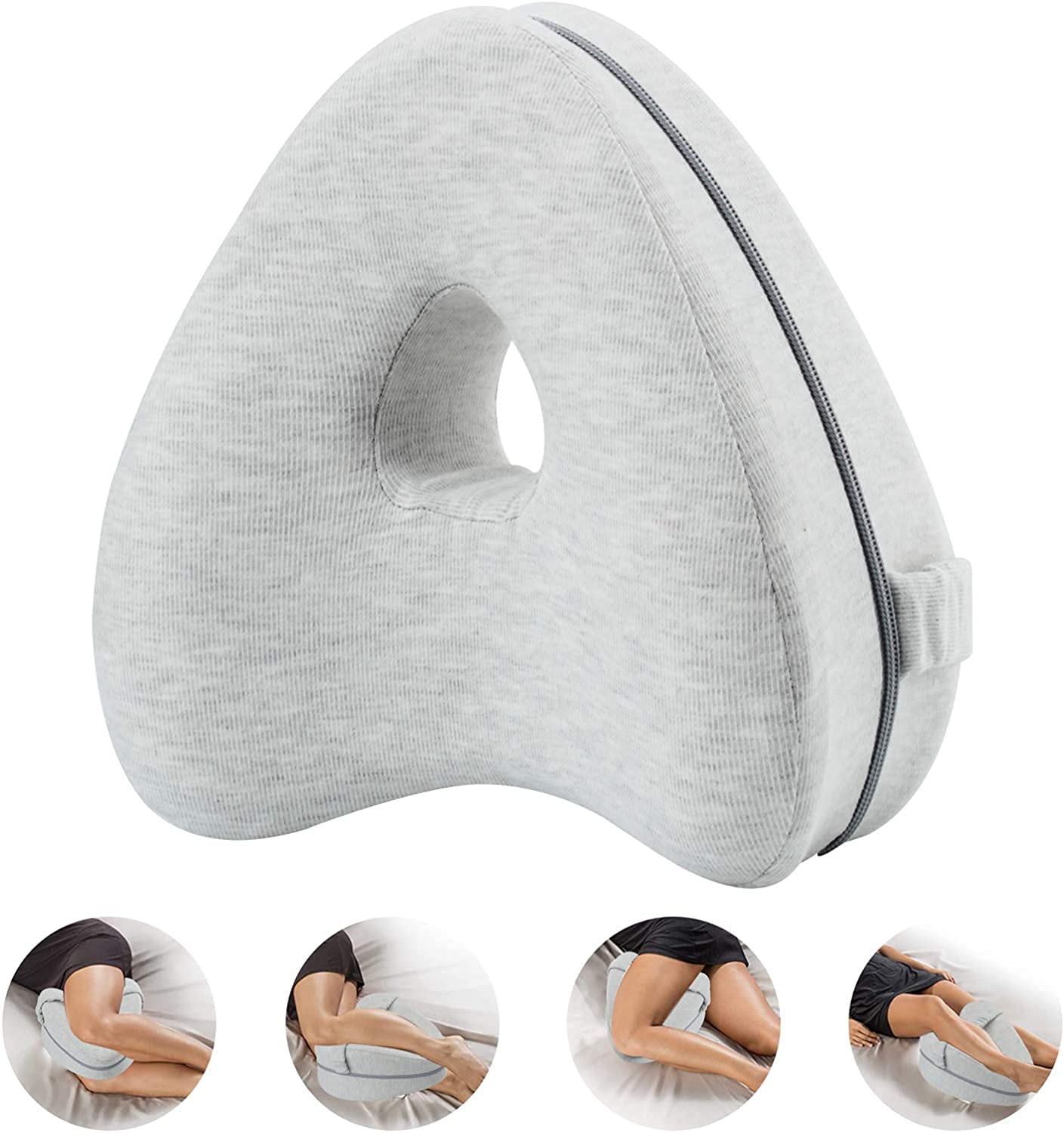 CREATESTAR Almohada para Piernas, Almohada Rodillas para Dormir Almohada para Dormir de Lado de Espuma Viscoelástica, Alivia el Dolor de Espalda,Caderas, Piernas, Rodillas y Tobillos