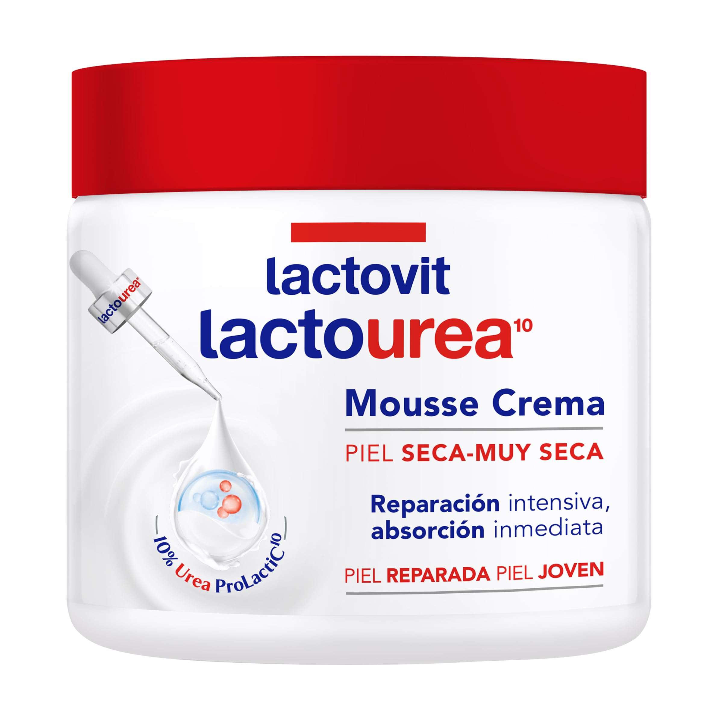 Lactovit - Mousse Crème Hidratante Lactourea para Cuerpo y Cara de 24 Horas Hidratación, para Pieles Secas y Muy Secas, Reparación Intensiva de la Piel, Absorción Inmediata y Tacto Sedoso - 400 ml