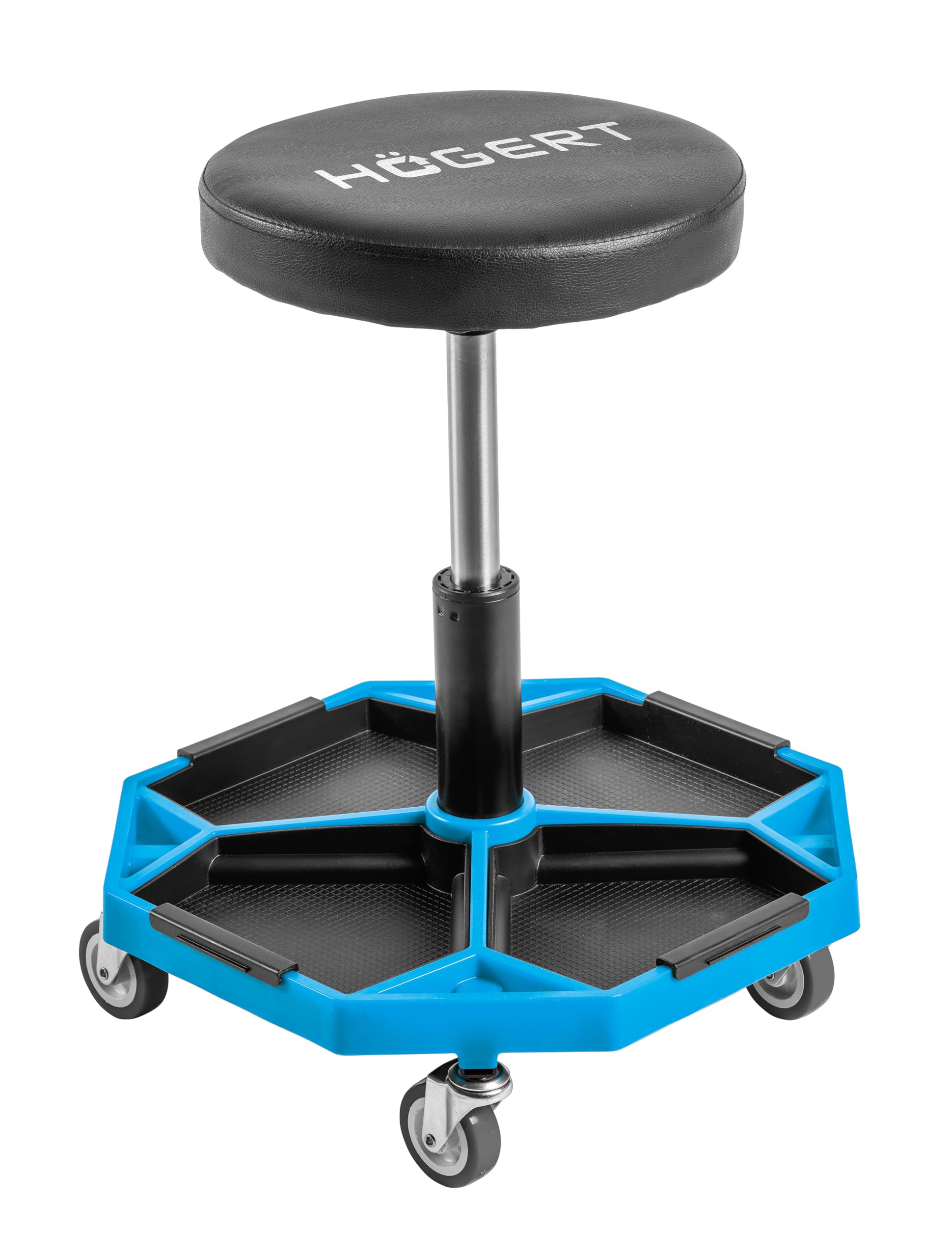 Högert Technik - Taburete de Taller Ajustable | Asiento telescópico de Taller | Altura Regulable | Construcción Robusta | Carga máxima: 140 kg | Taburete con Ruedas para el Taller